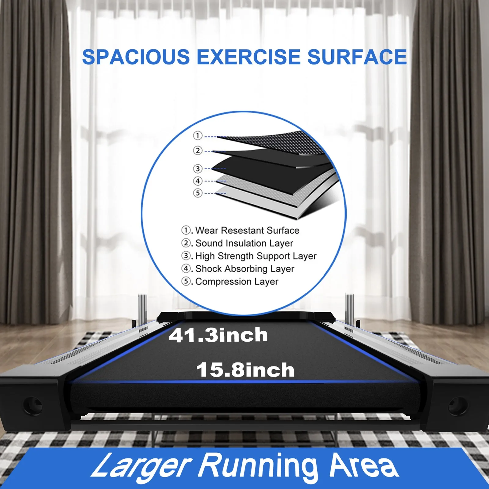 2 in 1 Under Desk Treadmill - 3.5 HP Folding Treadmill for Home, Installation-Free Foldable Treadmill Compact Electric Running Machine, Remote Control & LED Display Walking Running Jogging, Blue