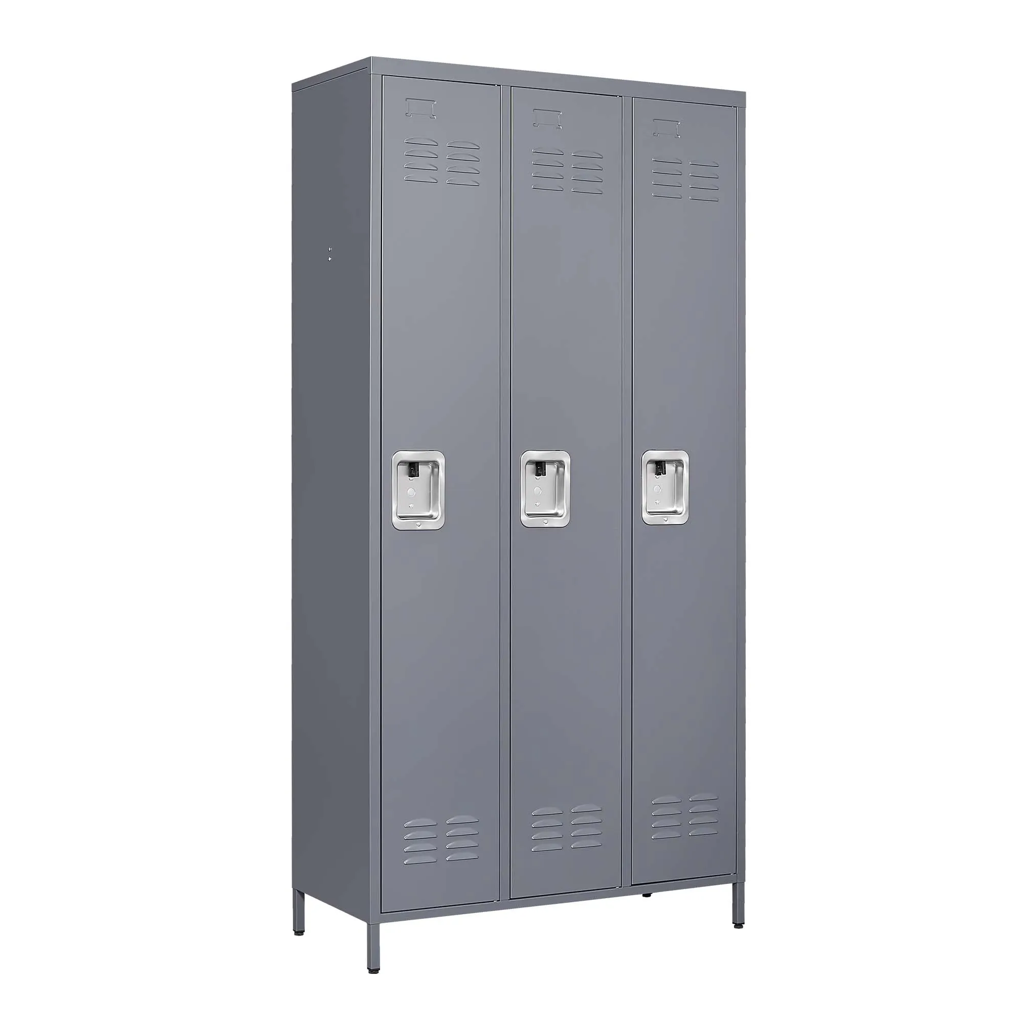 3 Door 72"H Metal Lockers With Lock for Employees,Storage Locker Cabinet  for Home Gym Office School Garage,Gray