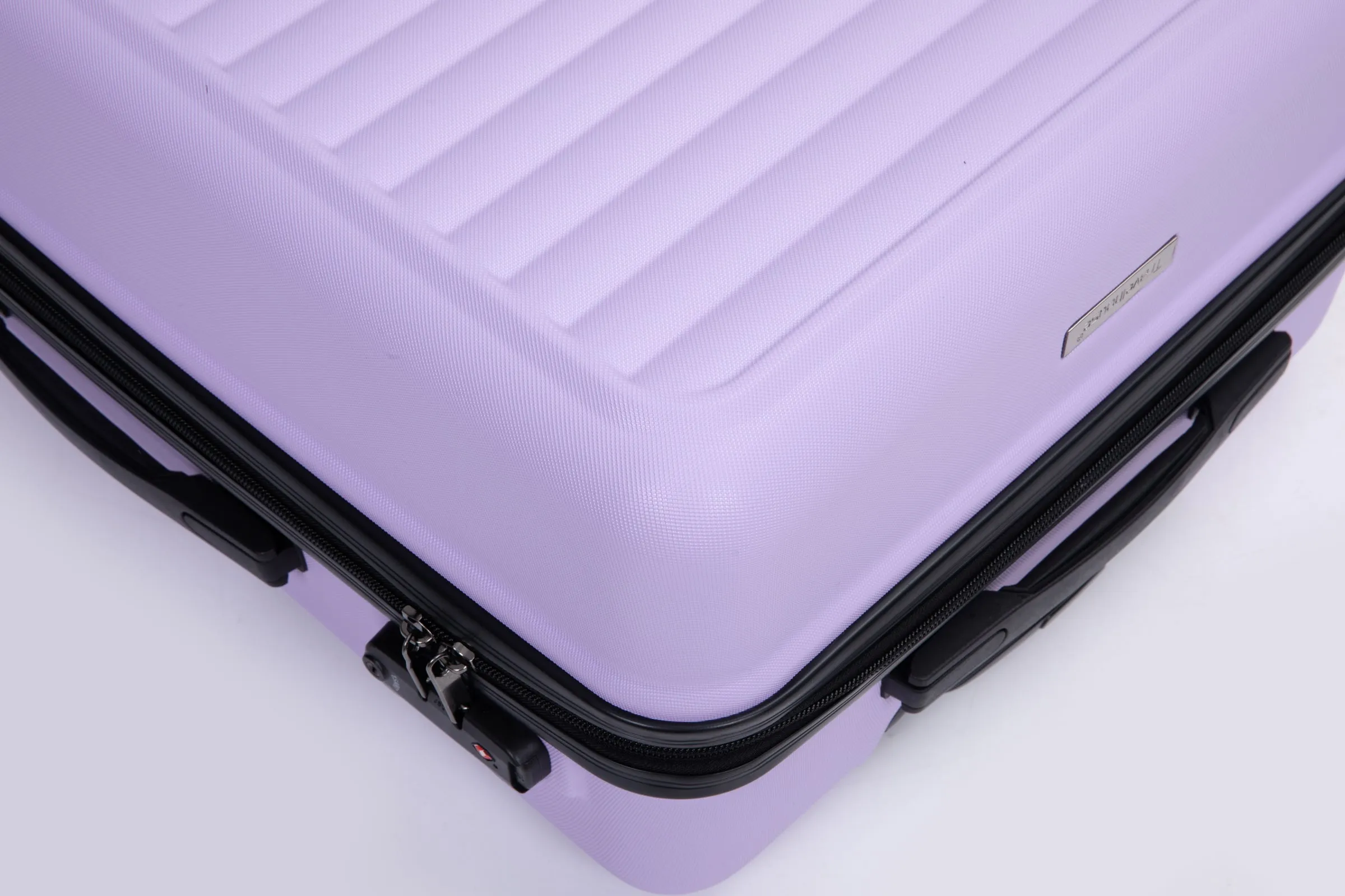 3 Piece Luggage Sets ABS Lightweight Suitcase with Two Hooks, Spinner Wheels, TSA Lock, (20/24/28) Lavender Purple