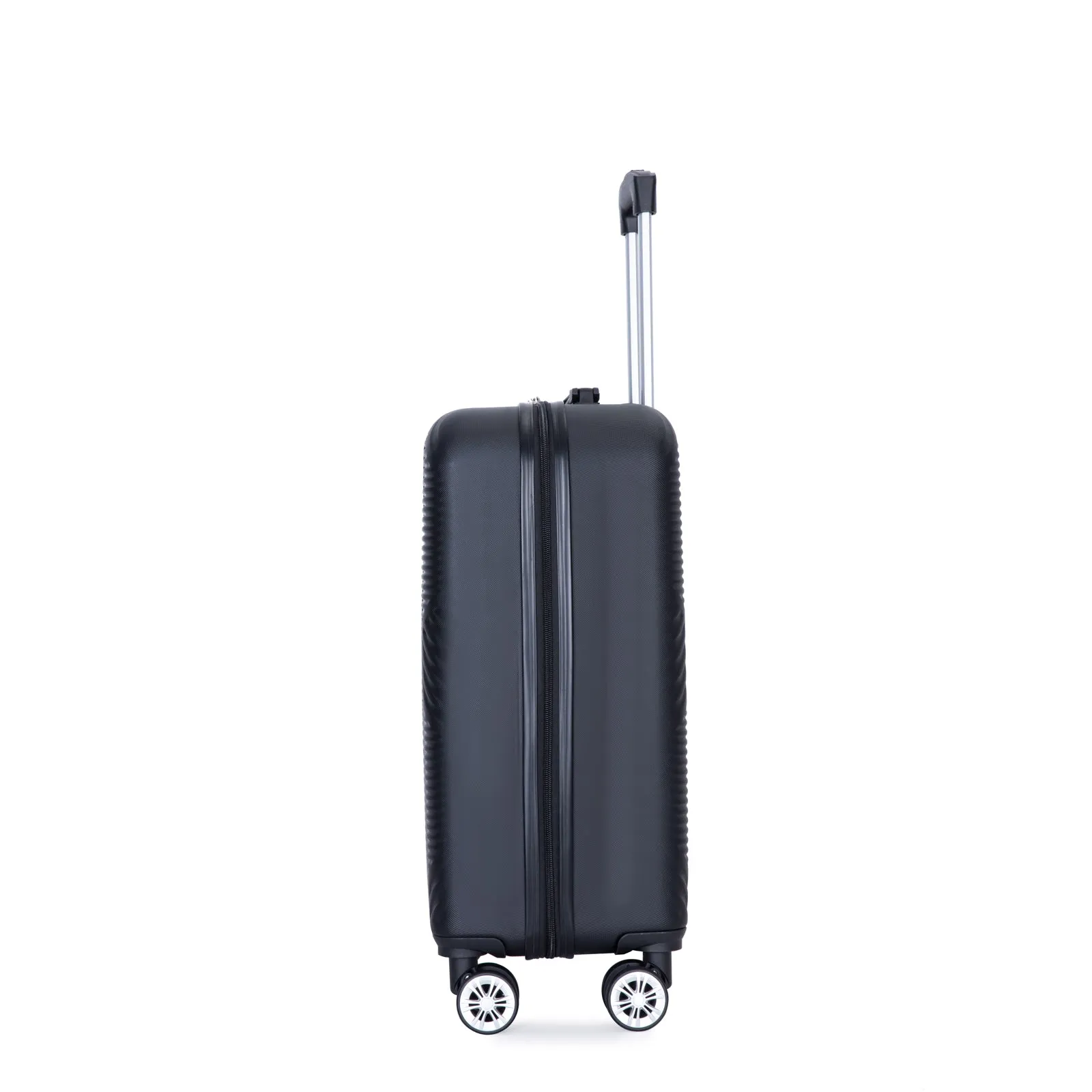 4-piece ABS lightweight suitcase, 14 inch makeup box, aircraft wheels (14/20/24/28) BLACK