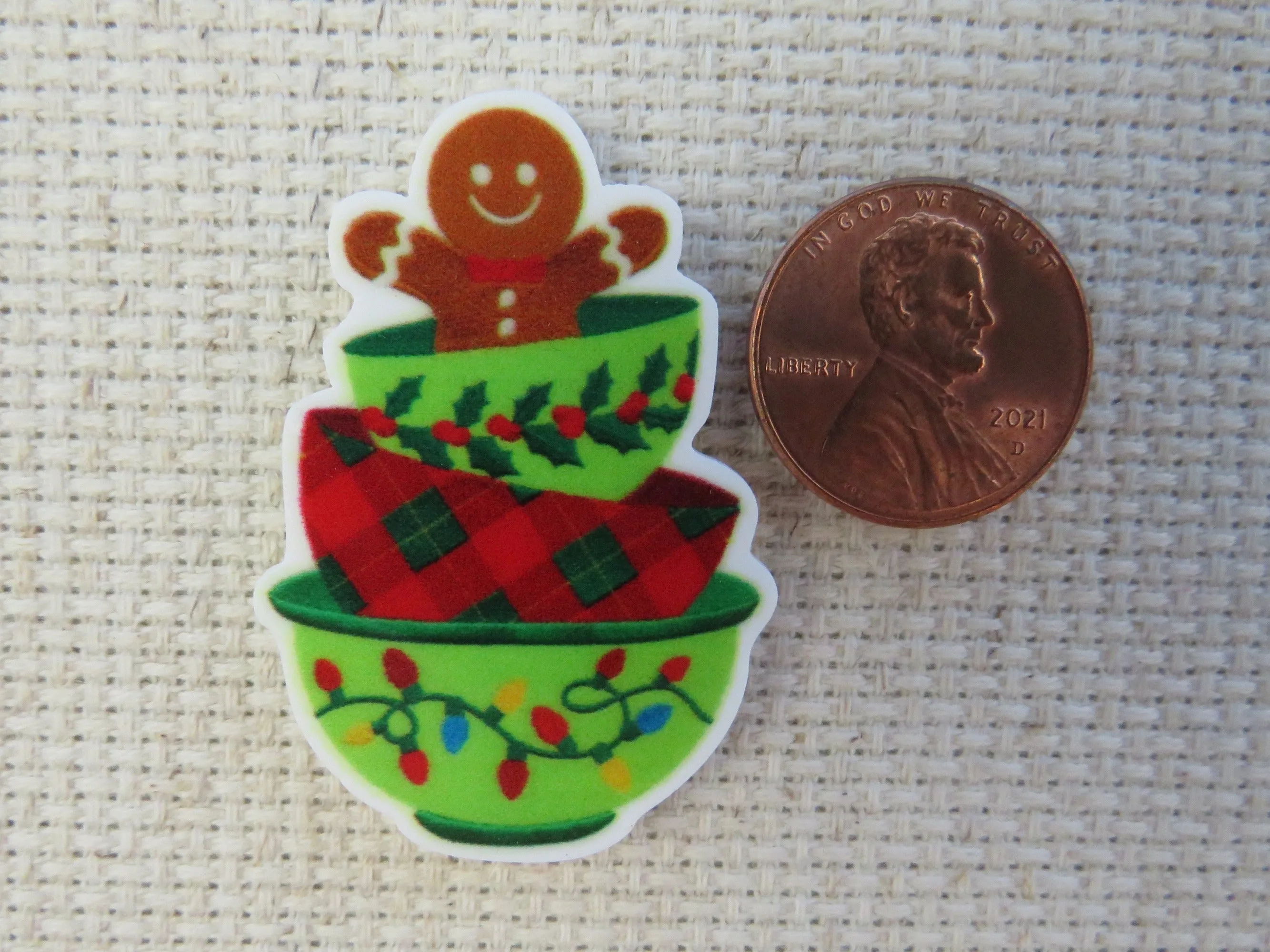 Baking Bowl Ginger Bread Man Needle Minder, Cover Minder, Magnet