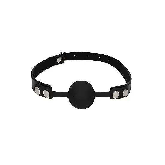 B&w Silicone Ball Gag W/ Adjustable Leather Straps