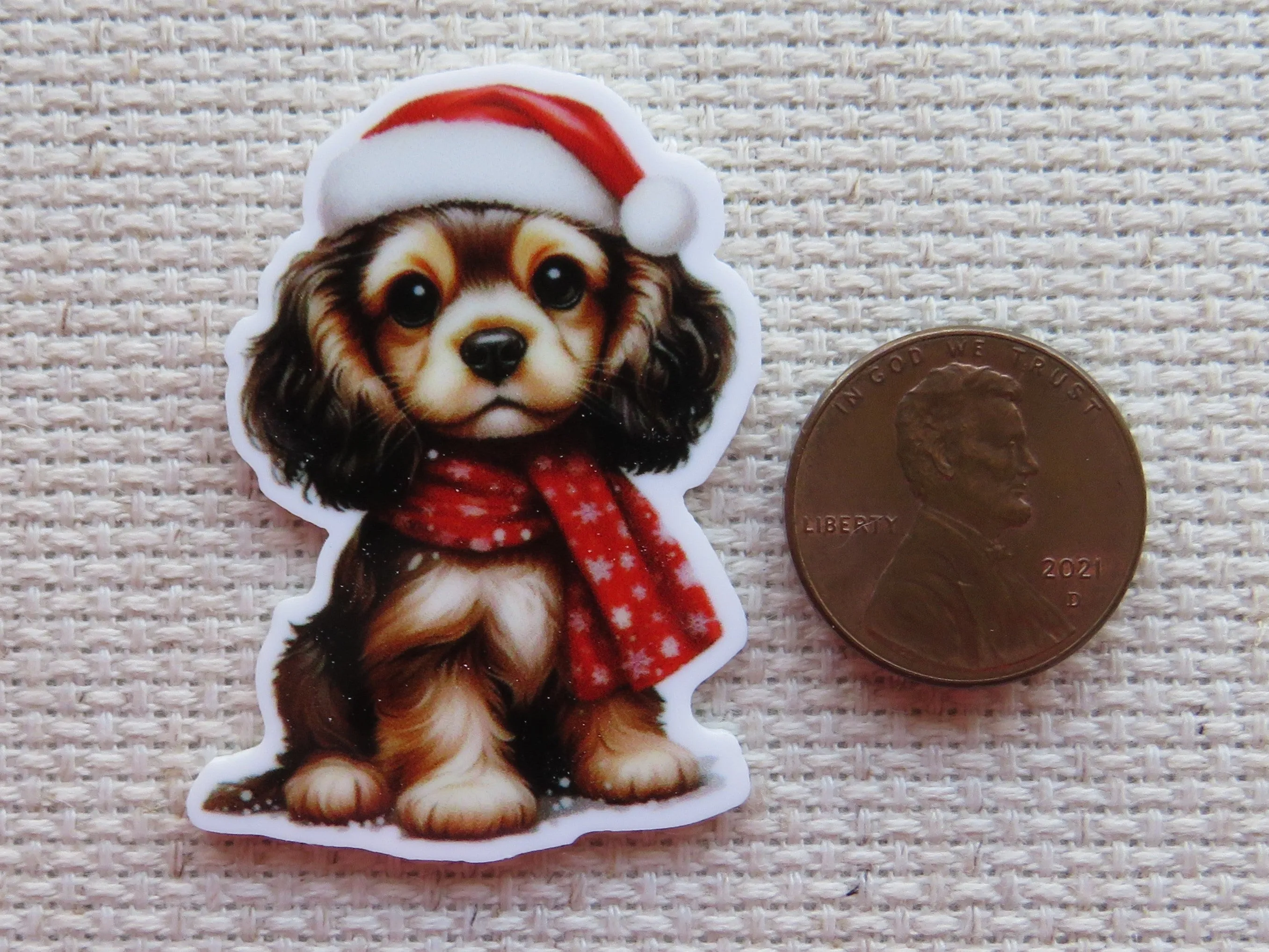 Brown Christmas Puppy Needle Minder, Cover Minder, Magnet