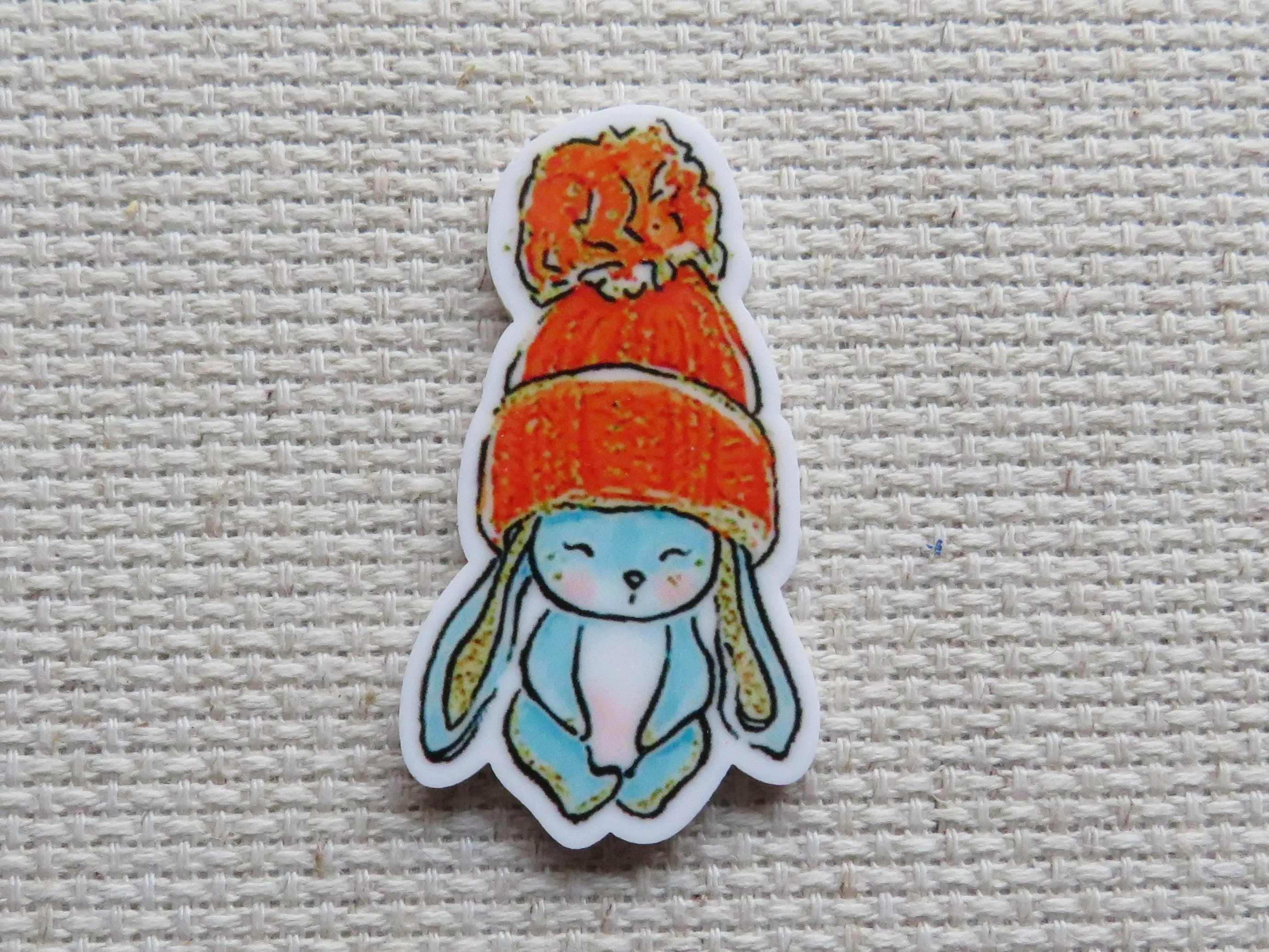 Bunny with a Warm Hat Needle Minder, Cover Minder, Magnet