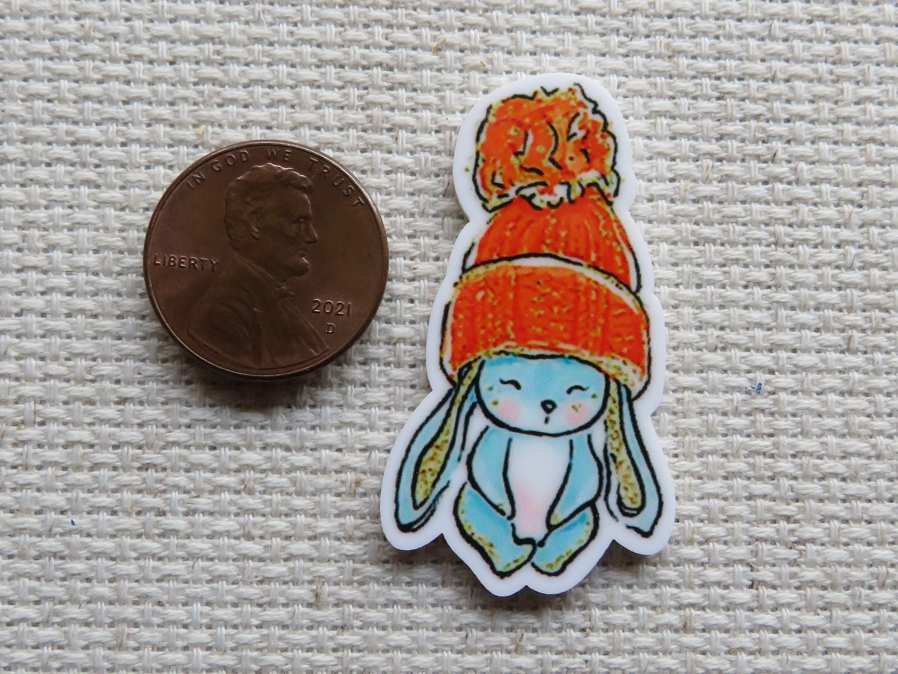 Bunny with a Warm Hat Needle Minder, Cover Minder, Magnet