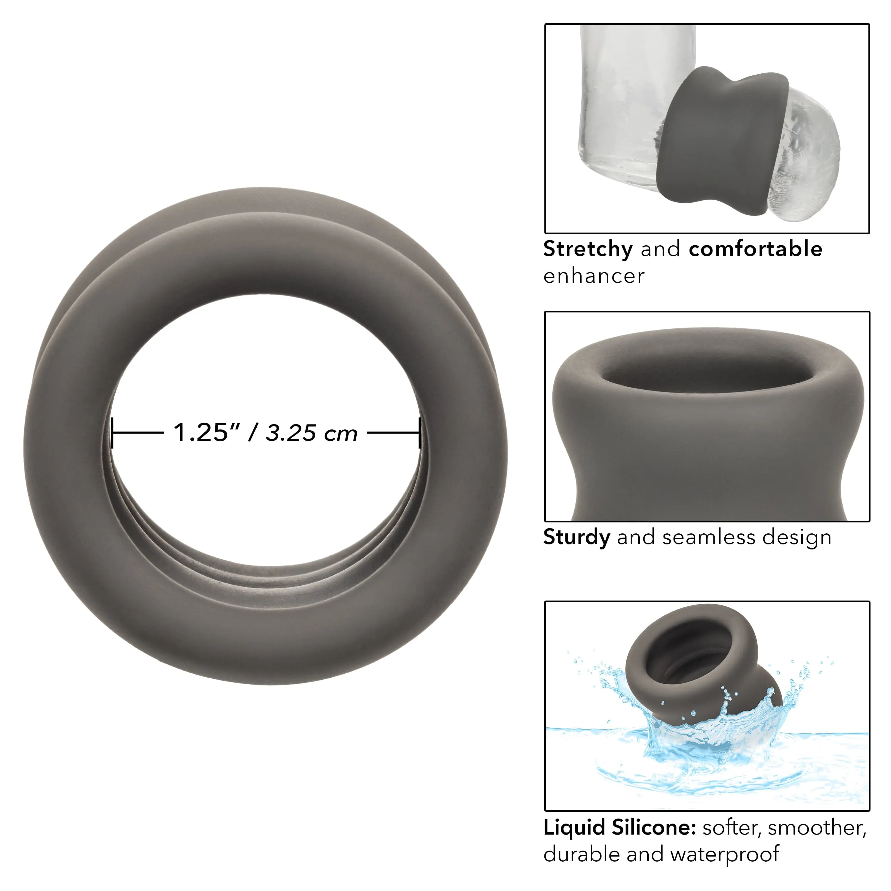 California Exotics - Alpha Liquid Silicone Scrotum Cock Ring (Gray)