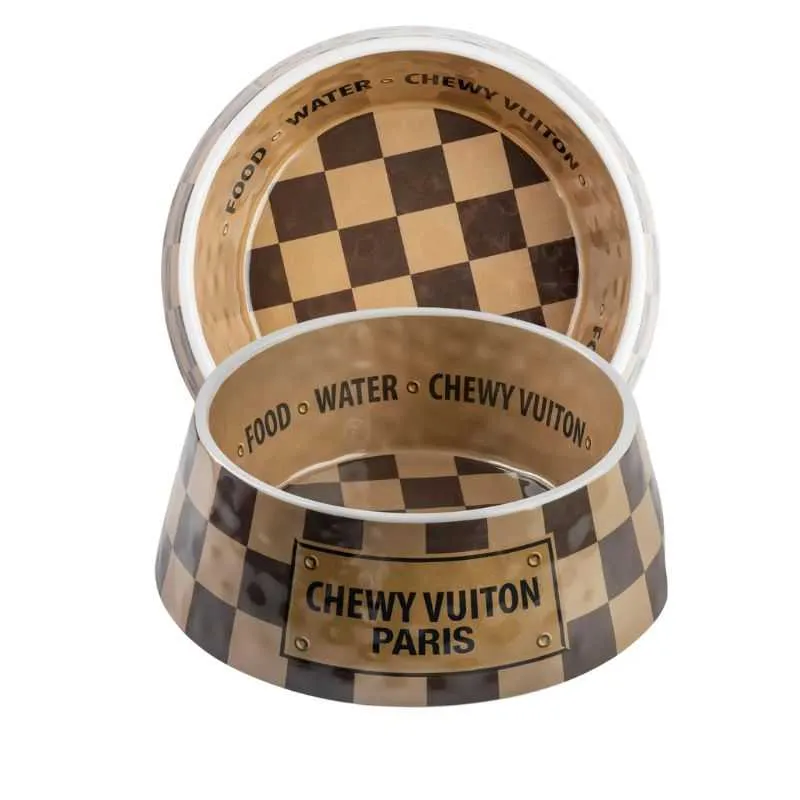 Checker Chewy Dog Bowl Set