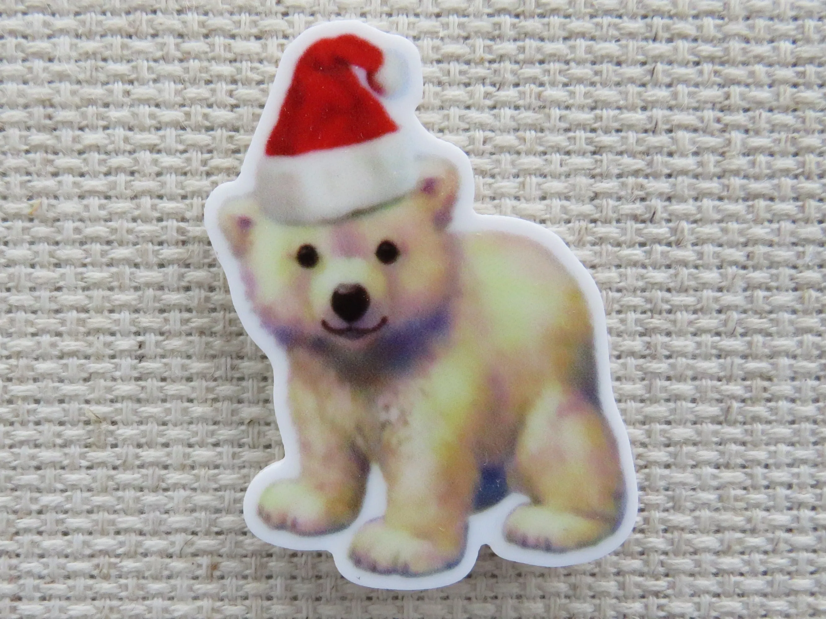 Christmas Polar Bear Cub Needle Minder, Cover Minder, Magnet