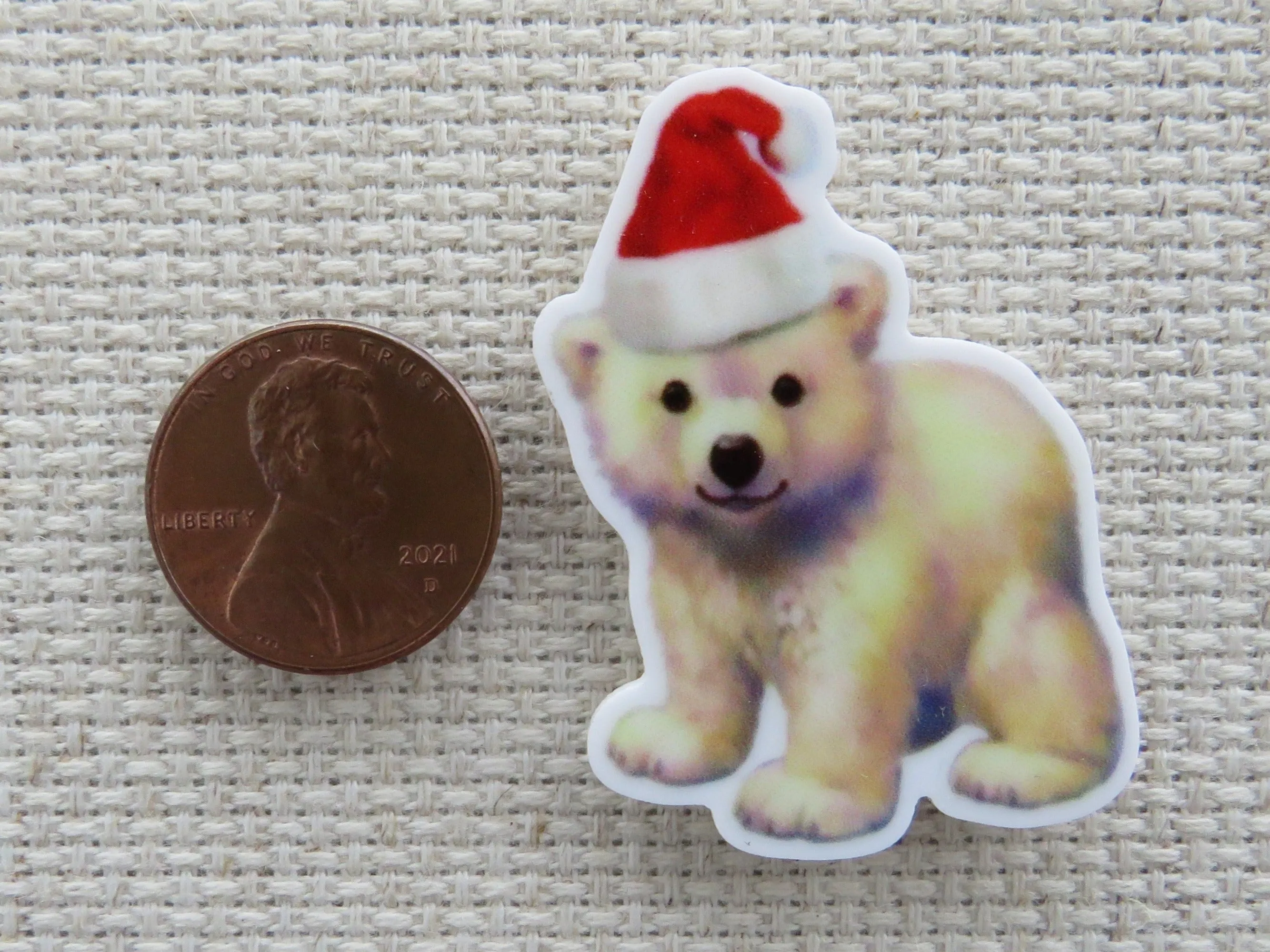 Christmas Polar Bear Cub Needle Minder, Cover Minder, Magnet