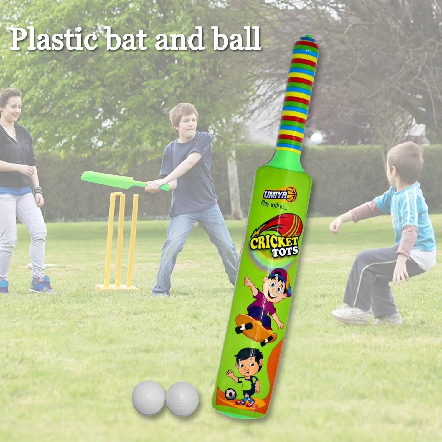 Combo of Light Weight Plastic Bat, Ball & Hockey for Kids, Boys, Indoor, Outdoor Play