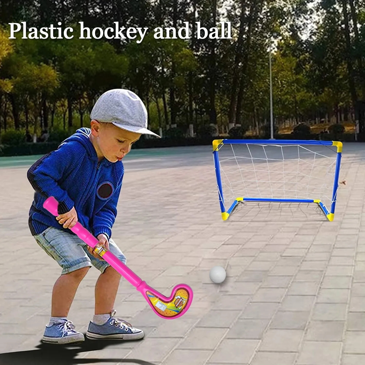 Combo of Light Weight Plastic Bat, Ball & Hockey for Kids, Boys, Indoor, Outdoor Play