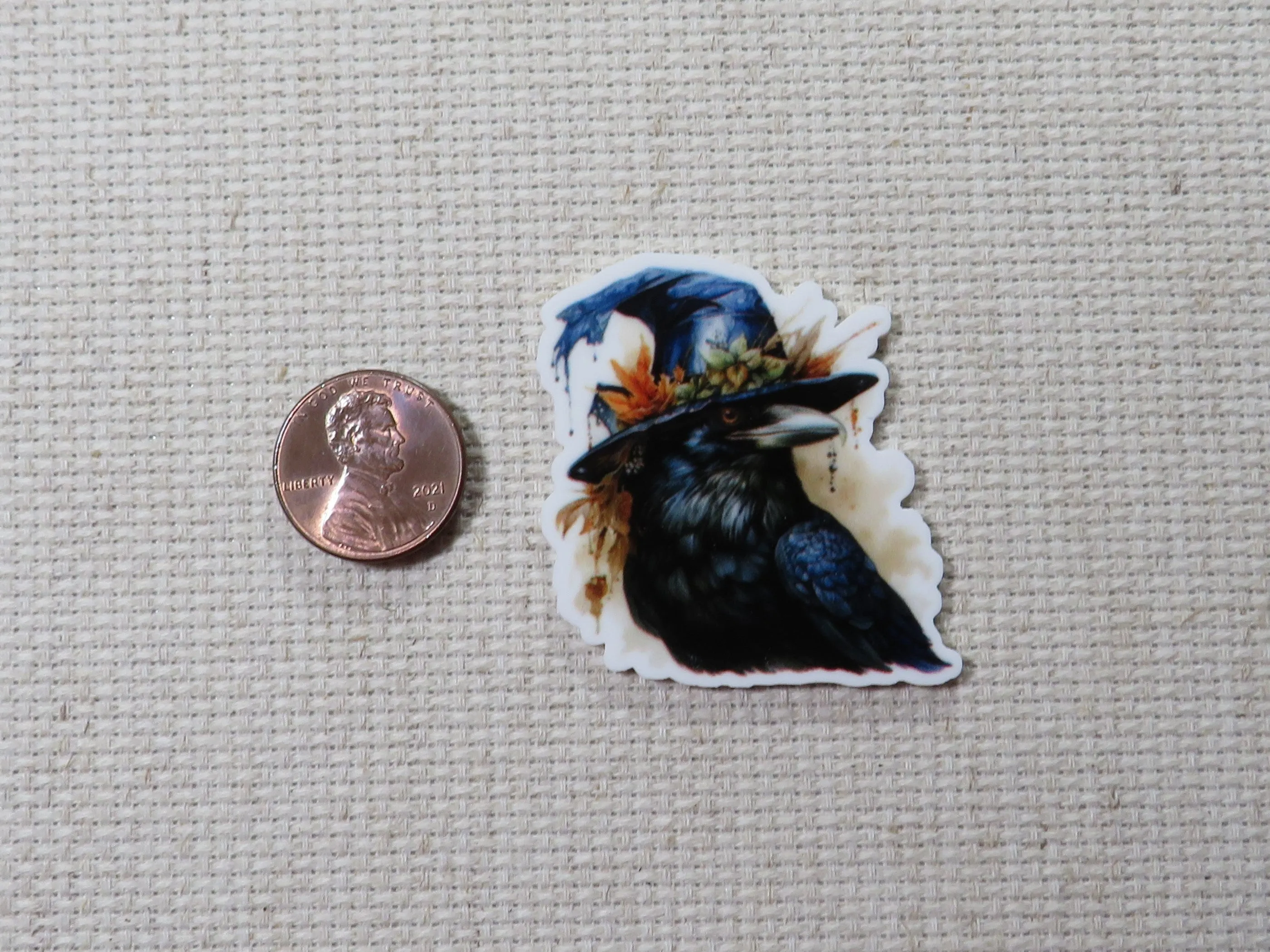 Crow with a Hat Needle Minder, Cover Minder, Magnet