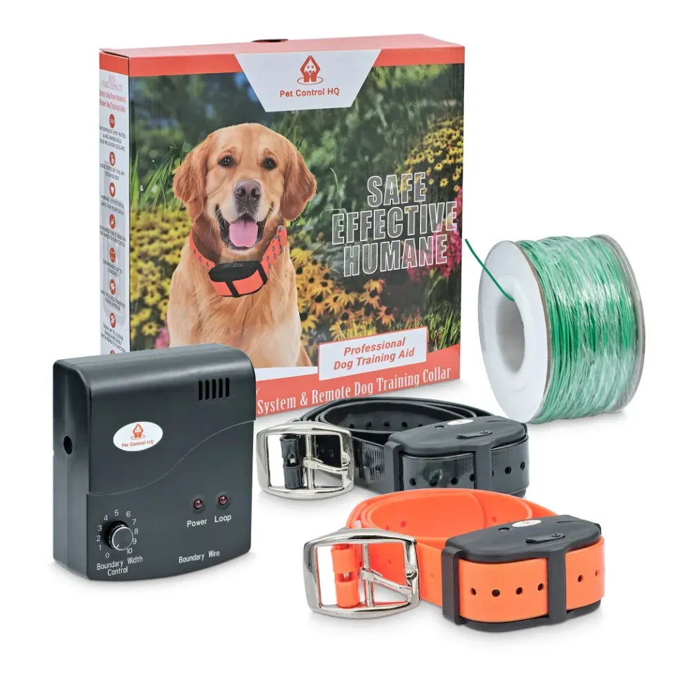 Deluxe Electric Dog Fence Waterproof, Rechargeable up to 3 Shock Collar Options - Heavy Duty Wire