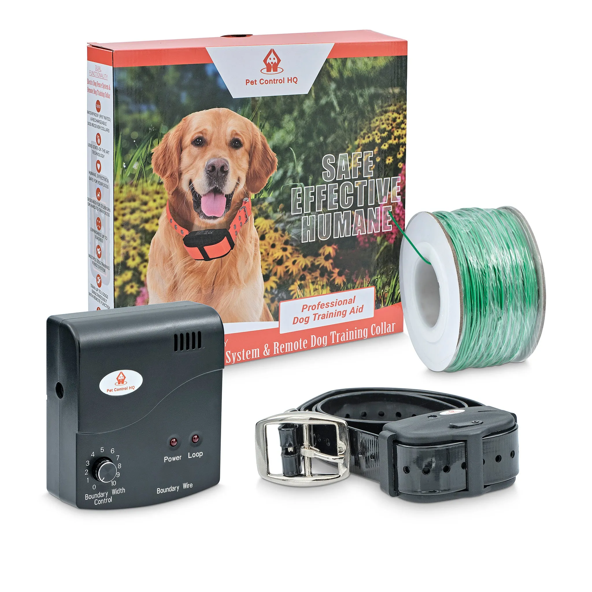 Deluxe Electric Dog Fence Waterproof, Rechargeable up to 3 Shock Collar Options - Heavy Duty Wire