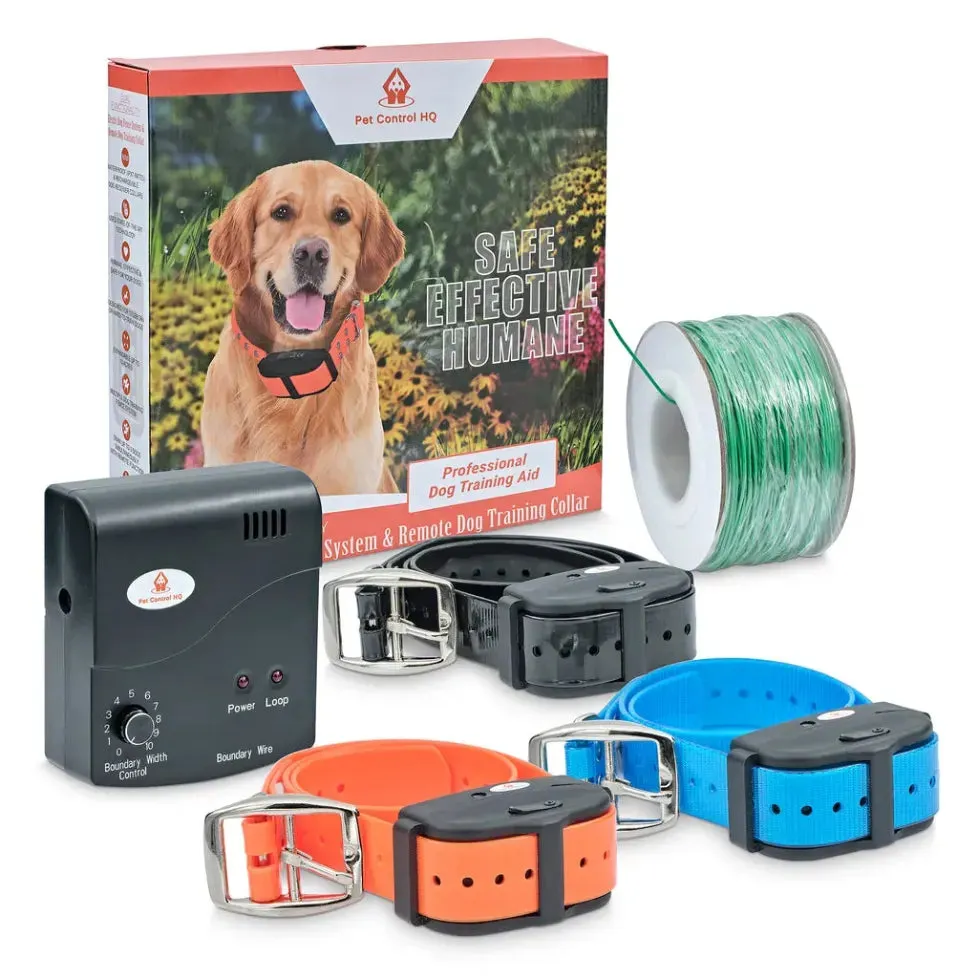 Deluxe Electric Dog Fence Waterproof, Rechargeable up to 3 Shock Collar Options - Heavy Duty Wire