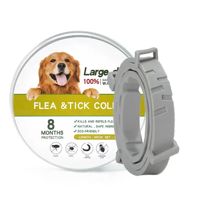 Dog anti Flea and Tick Collars,Pet 8Month Protection Adjustable Collar for Large Dog Puppy Cat, Dogs Accessories