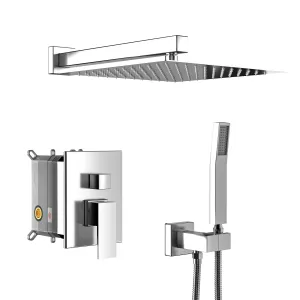 Dual Shower Head - 10 Inch Wall Mounted Square Shower System with Rough-in Valve,Chrome