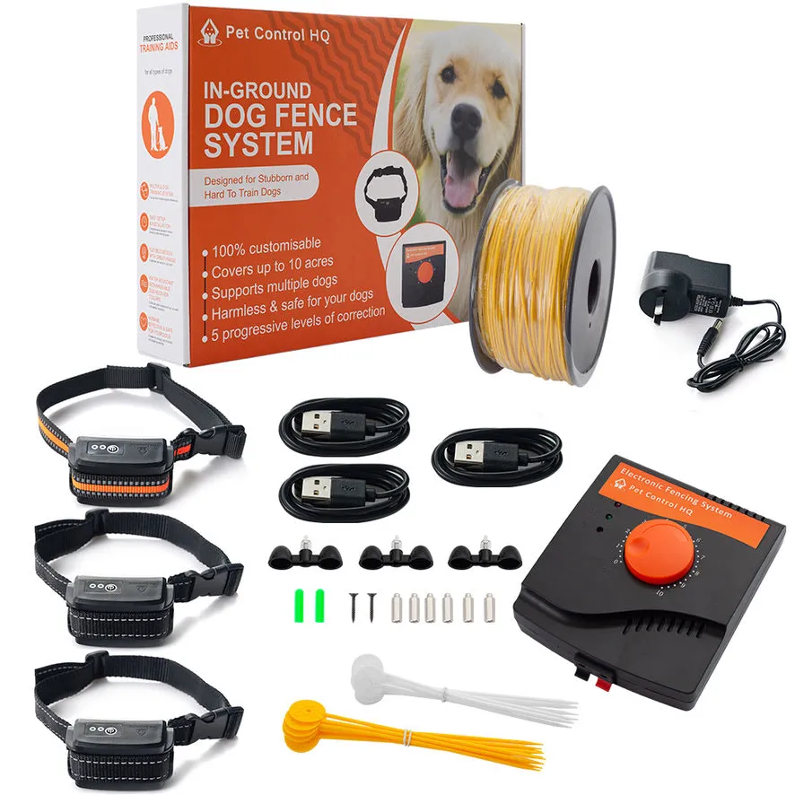 Electric Dog Fence Rechargeable up to 3 Shock Collar Options - Heavy Duty Wire