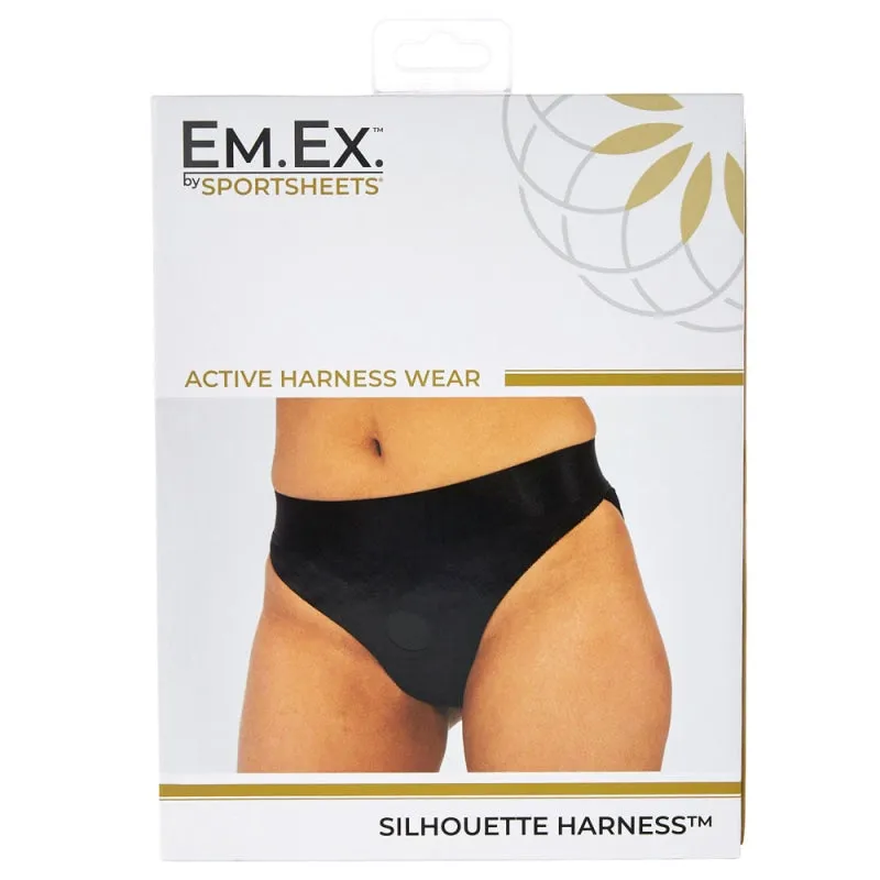 Em. Ex. Active Harness Wear Crotchless Silhouette - Black - Extra Large