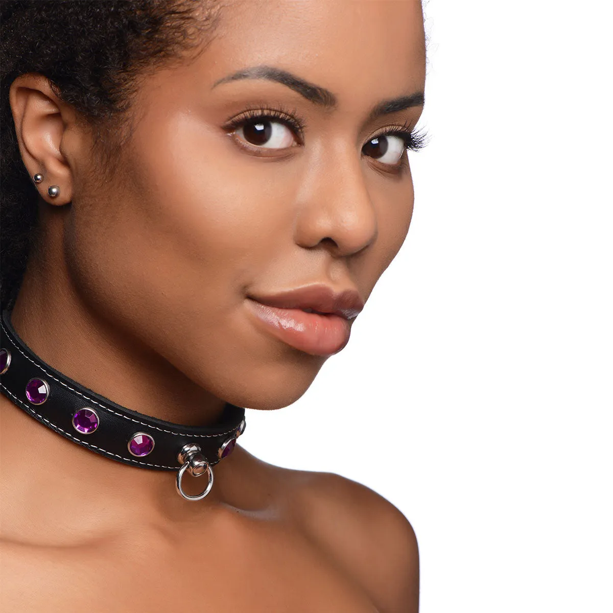 Fierce Vixen Leather Choker with Rhinestones