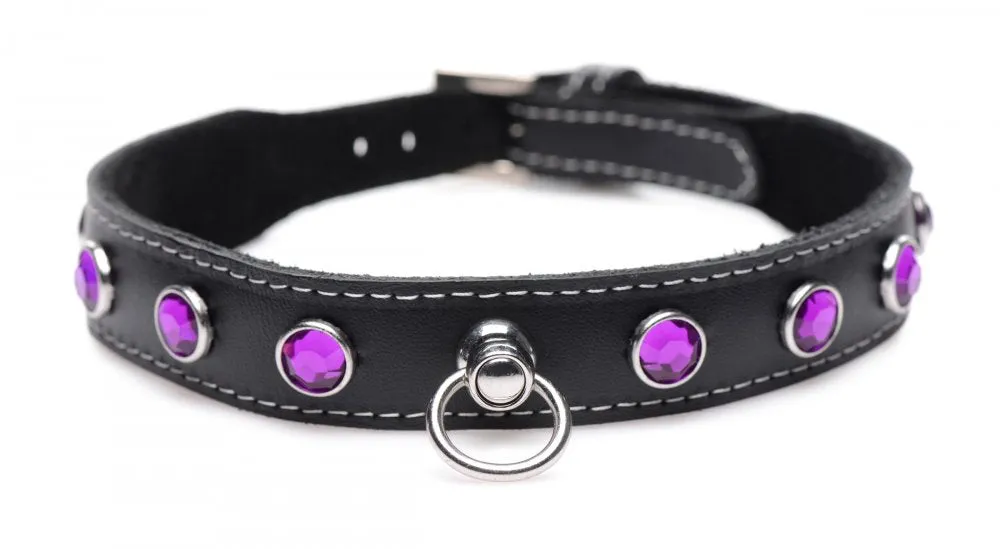 Fierce Vixen Leather Choker with Rhinestones