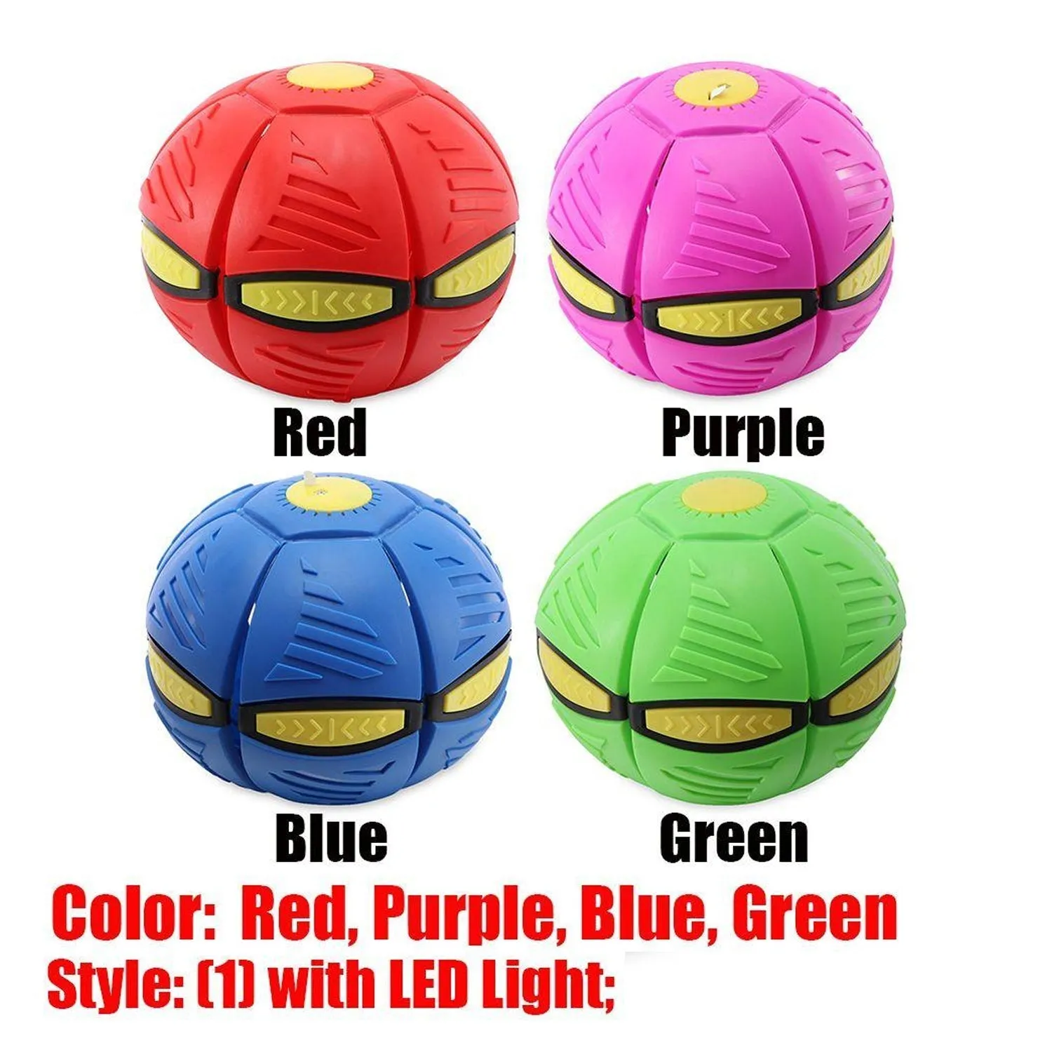 Football Flat Throw Disc - with 3 LED Light Flying Toys