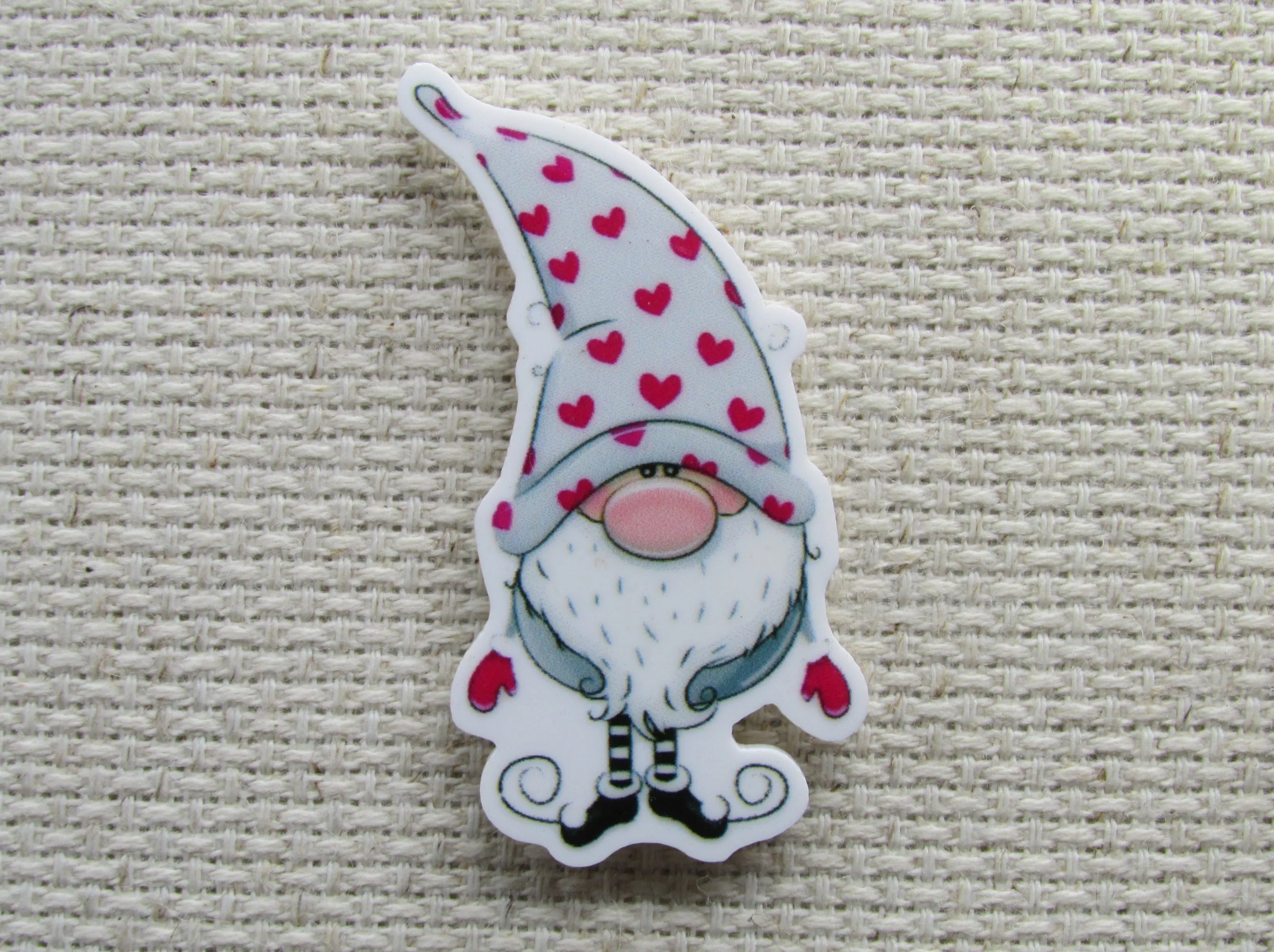 Gnome with Hearts on Hat Needle Minder, Cover Minder, Magnet LAST ONE!