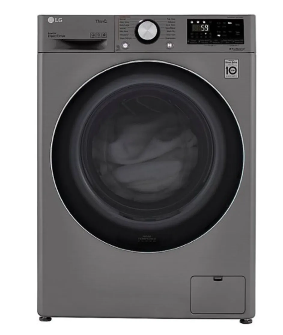 LG - 2.4 Cu. Ft. High-Efficiency Smart Front Load Washer and Electric Dryer Combo with Steam and Sensor Dry - Graphite Steel