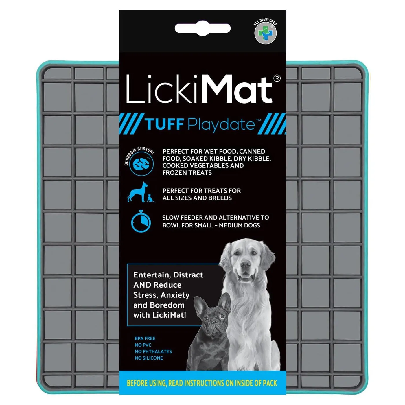 LickiMat Dog Lick Mats Slow Feeders Tuff Playdate 4 Colours