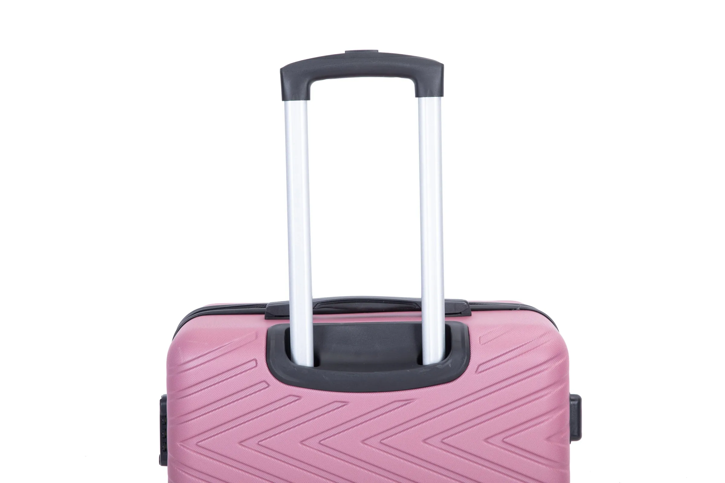 luggage 4-piece ABS lightweight suitcase with rotating wheels, 24 inch and 28 inch with TSA lock, (16/20/24/28) PINK