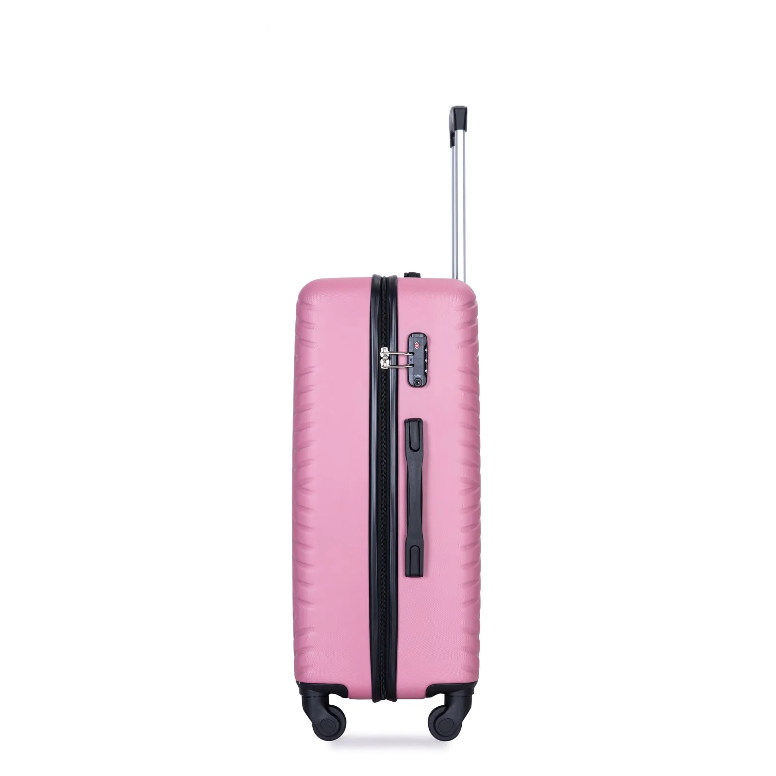 luggage 4-piece ABS lightweight suitcase with rotating wheels, 24 inch and 28 inch with TSA lock, (16/20/24/28) PINK