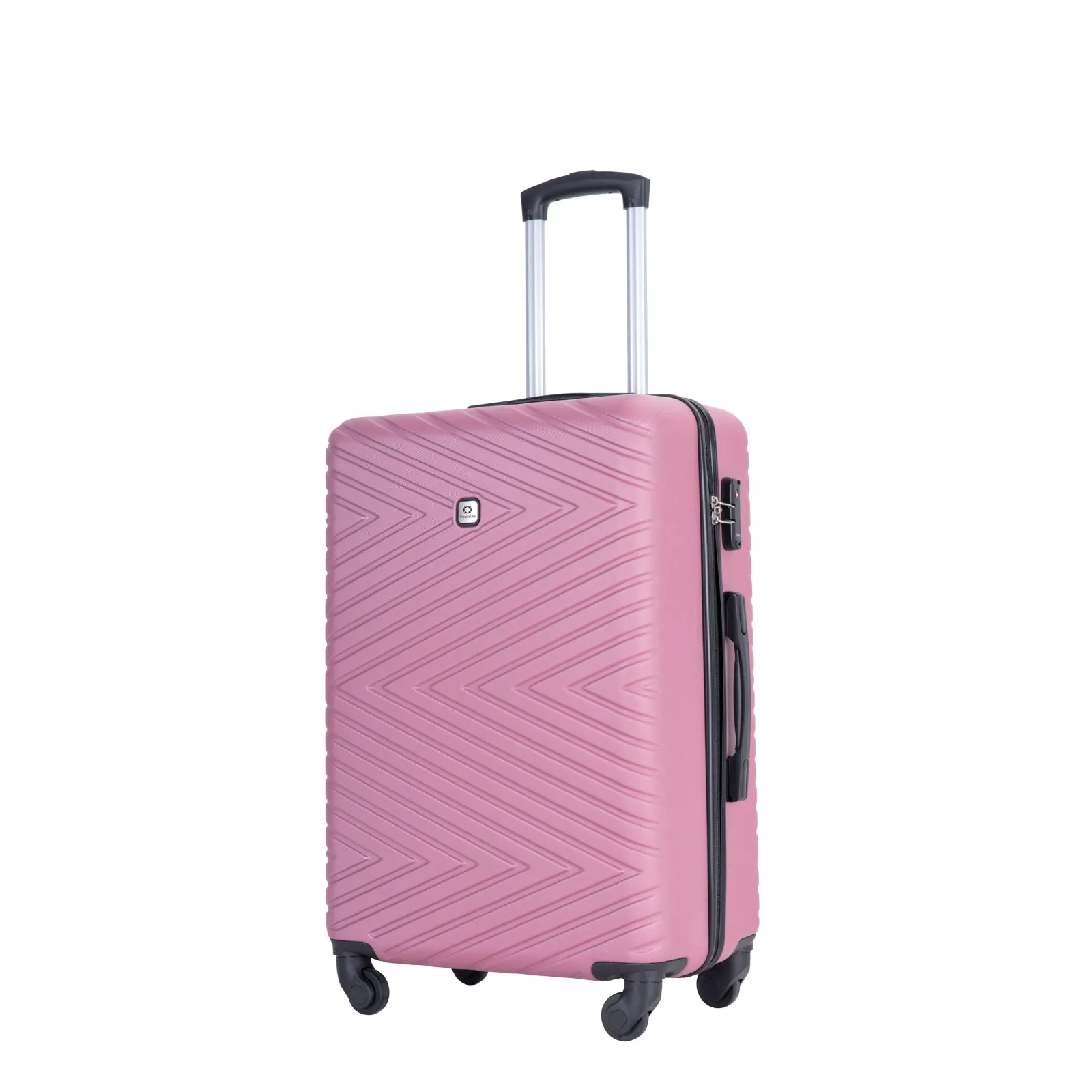 luggage 4-piece ABS lightweight suitcase with rotating wheels, 24 inch and 28 inch with TSA lock, (16/20/24/28) PINK