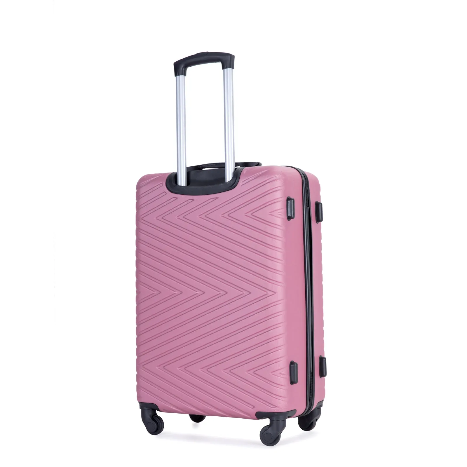 luggage 4-piece ABS lightweight suitcase with rotating wheels, 24 inch and 28 inch with TSA lock, (16/20/24/28) PINK