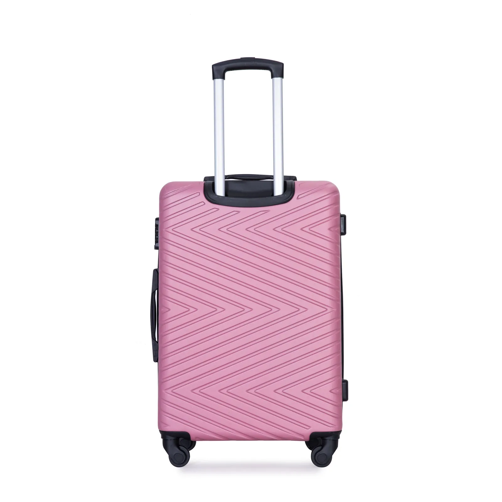 luggage 4-piece ABS lightweight suitcase with rotating wheels, 24 inch and 28 inch with TSA lock, (16/20/24/28) PINK