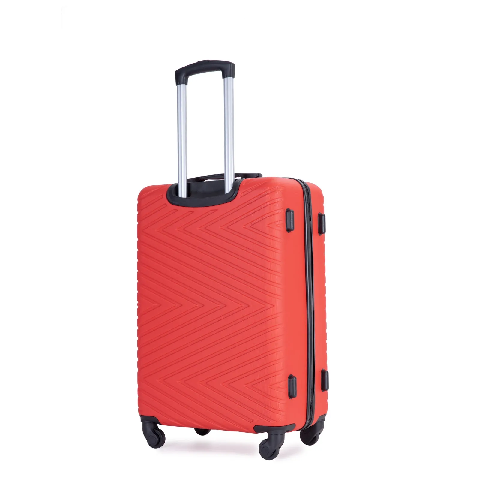 luggage 4-piece ABS lightweight suitcase with rotating wheels, 24 inch and 28 inch with TSA lock, (16/20/24/28) RED