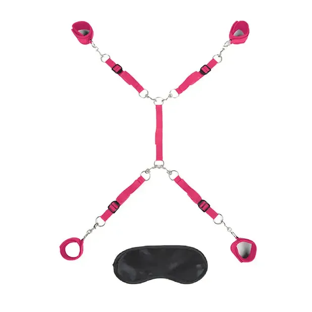 Lux Fetish 7-Piece Bed Spreader Playful Restraint System Purple