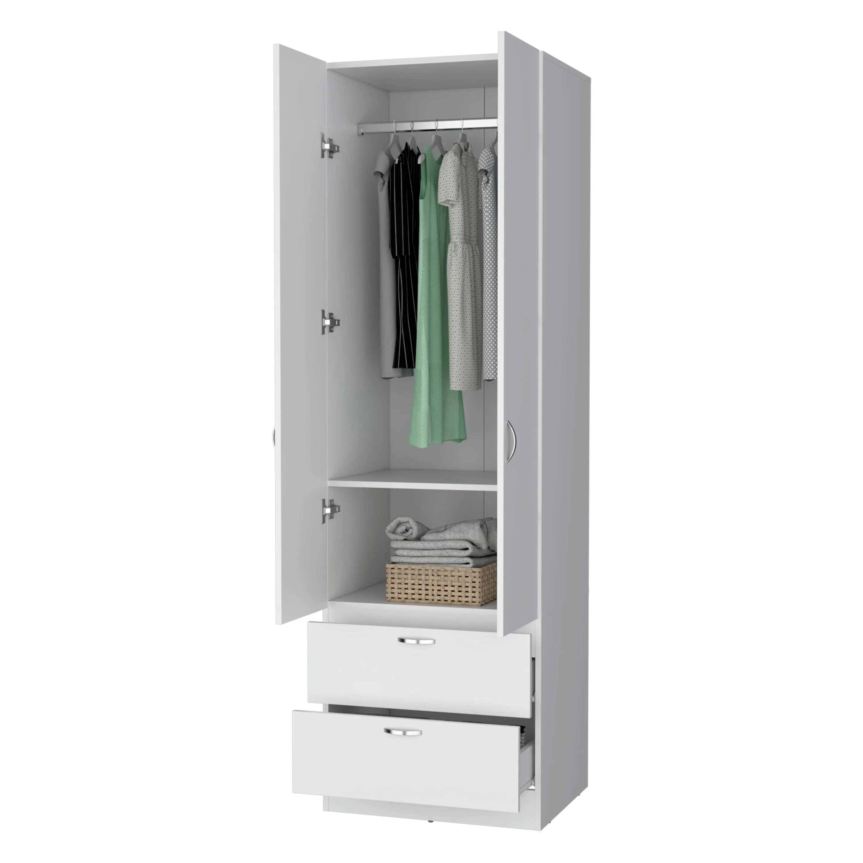 Mayer 2-Door 2-Drawer Wardrobe Marquez White