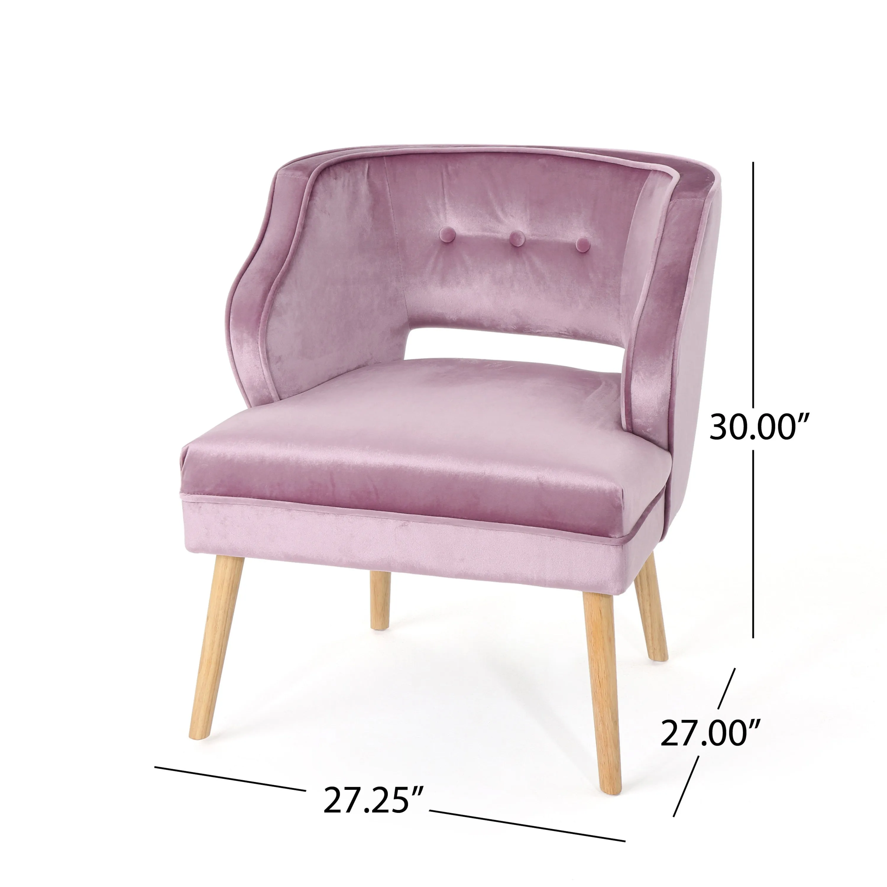 Michaela Mid Century Velvet Tufted Accent Chair, Light Lavender