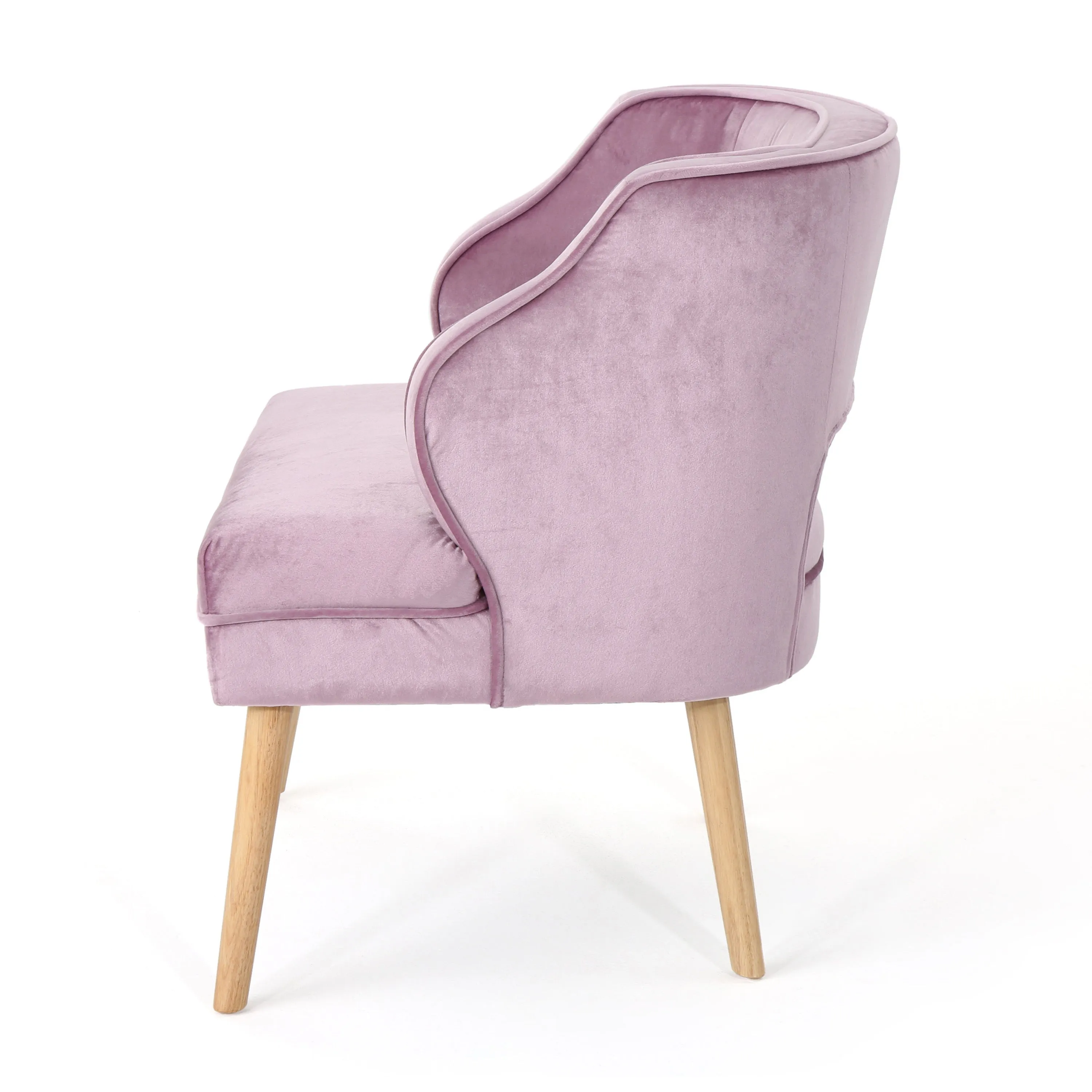 Michaela Mid Century Velvet Tufted Accent Chair, Light Lavender