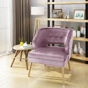 Michaela Mid Century Velvet Tufted Accent Chair, Light Lavender