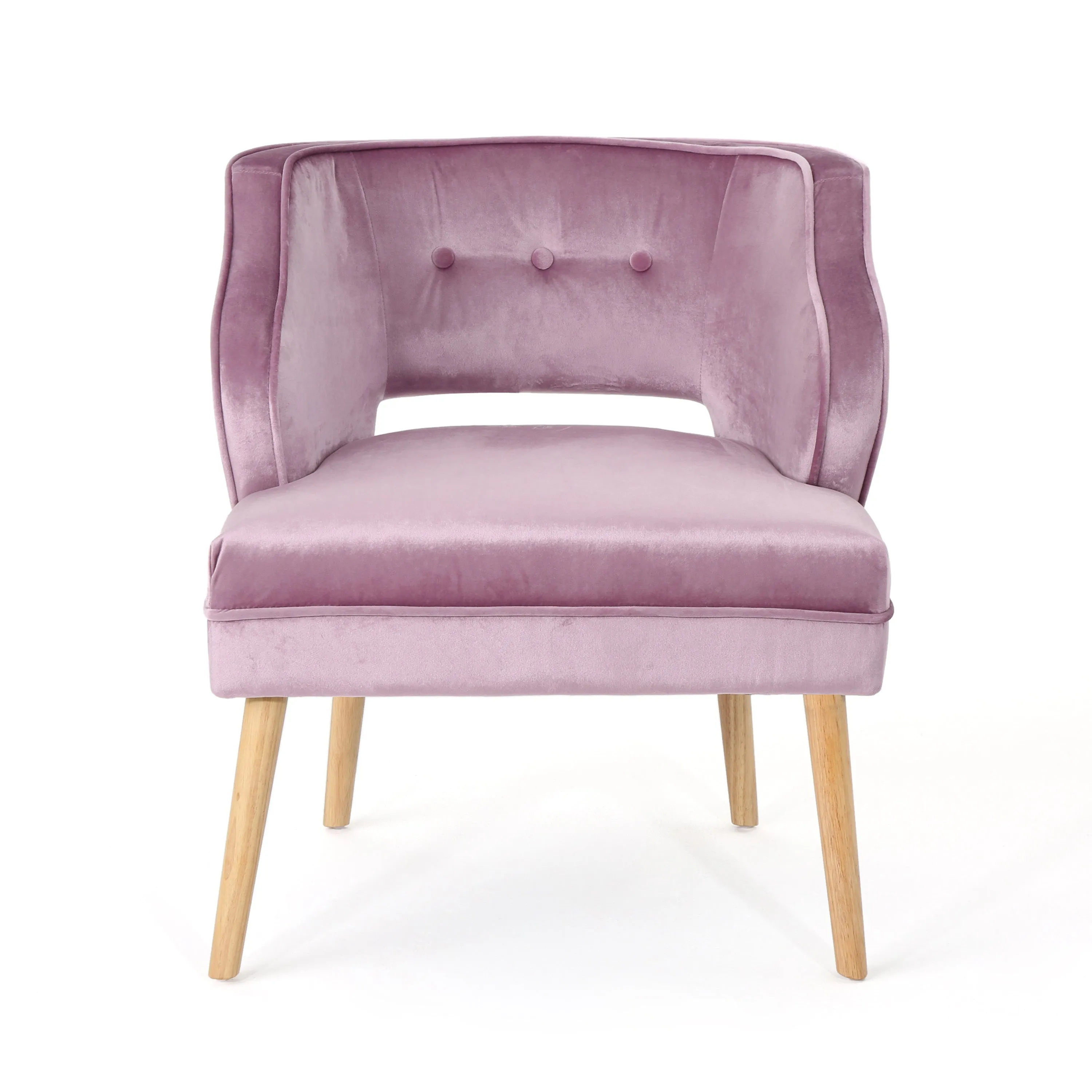 Michaela Mid Century Velvet Tufted Accent Chair, Light Lavender