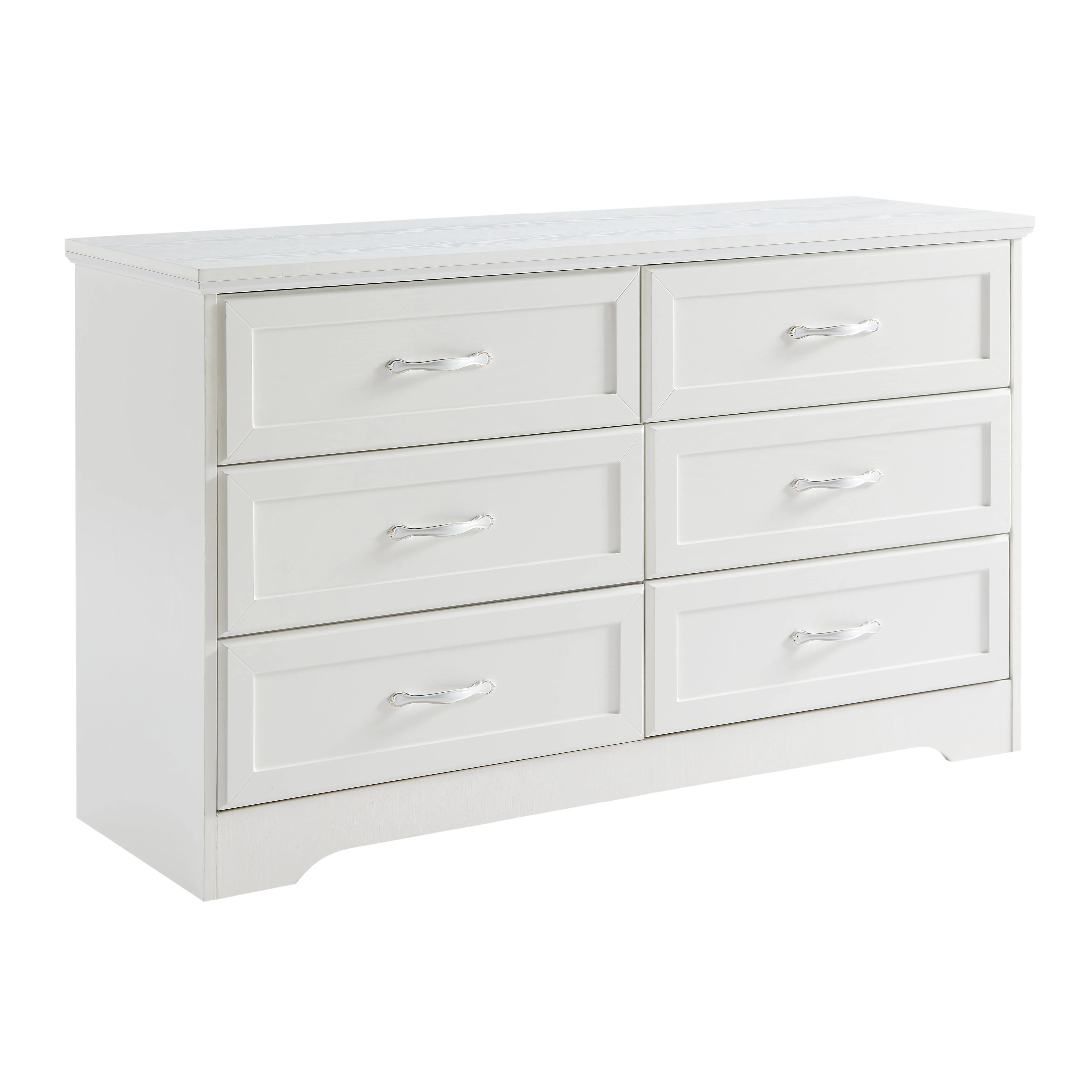 Modern 3 Drawer Bedroom Chest of Drawers with 6 Drawers Dresser, Clothes Organizer -Metal Pulls for Living Room, Bedroom, Hallway, White,47.6″L x 15.7″W x 28.9″H