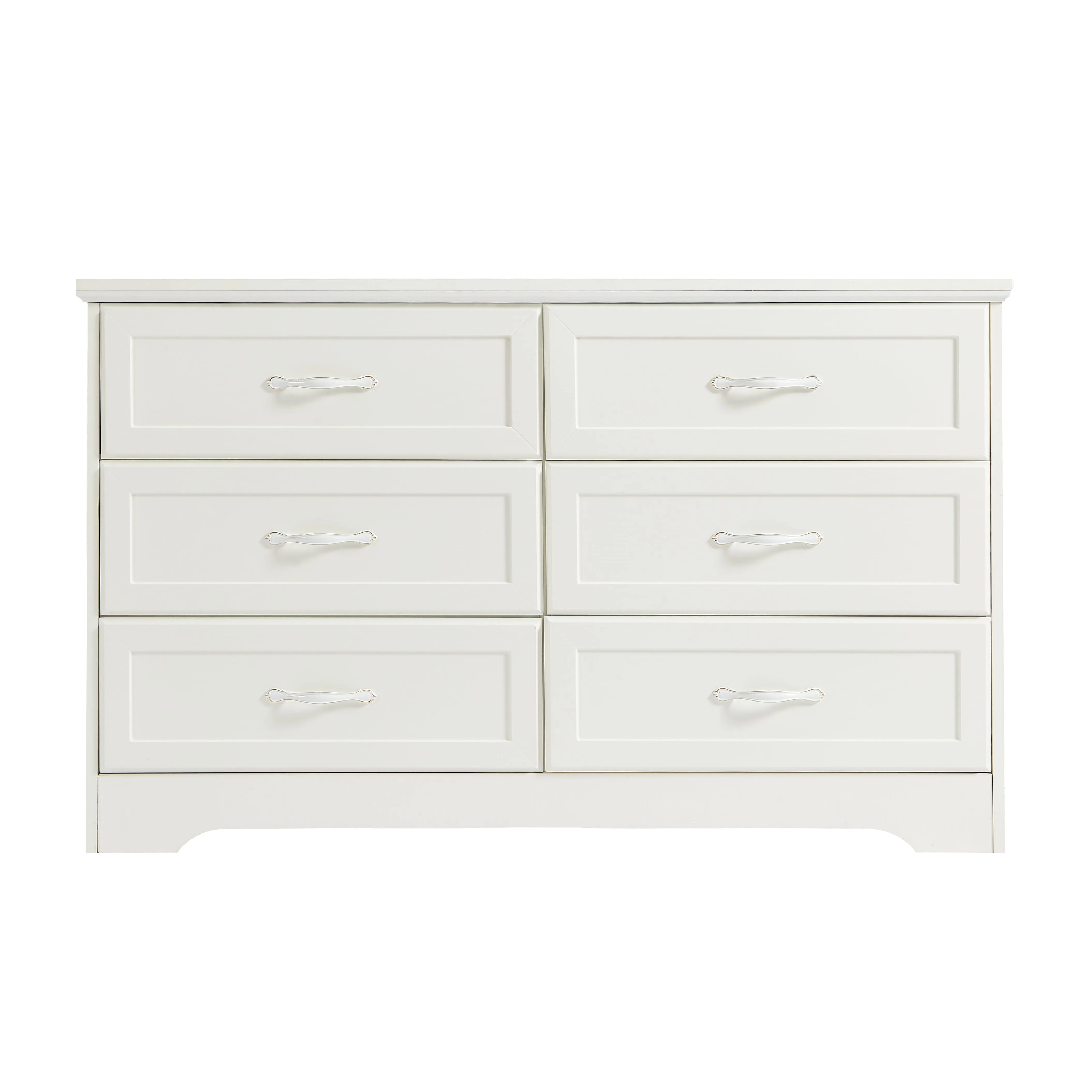 Modern 3 Drawer Bedroom Chest of Drawers with 6 Drawers Dresser, Clothes Organizer -Metal Pulls for Living Room, Bedroom, Hallway, White,47.6″L x 15.7″W x 28.9″H