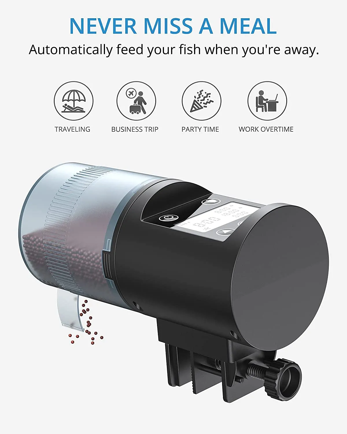 NICREW Programmable Automatic Fish Feeder - Moisture-Proof Dispenser for Aquariums and Fish Tanks, Ideal for Vacations and Weekends