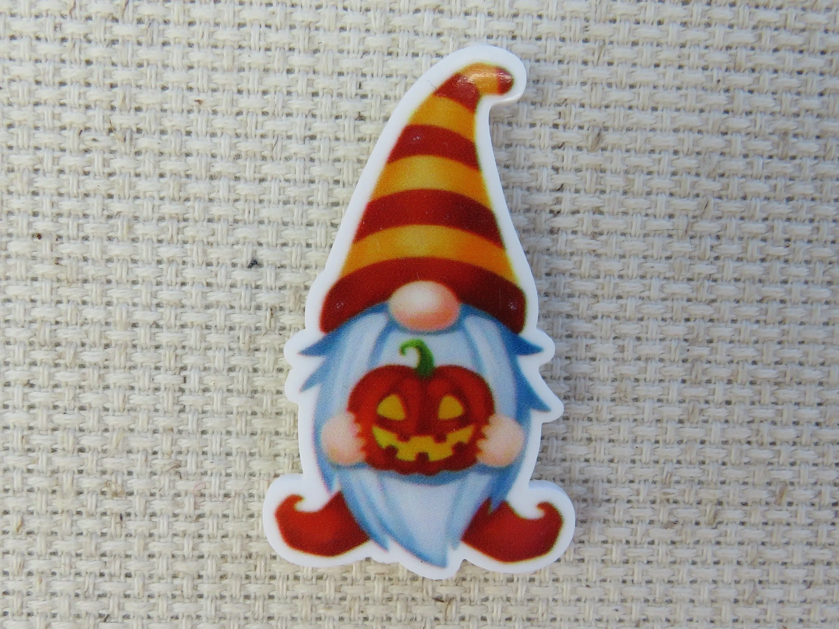 Orange Gnome with a Jack-O-Lantern Needle Minder, Cover Minder, Magnet