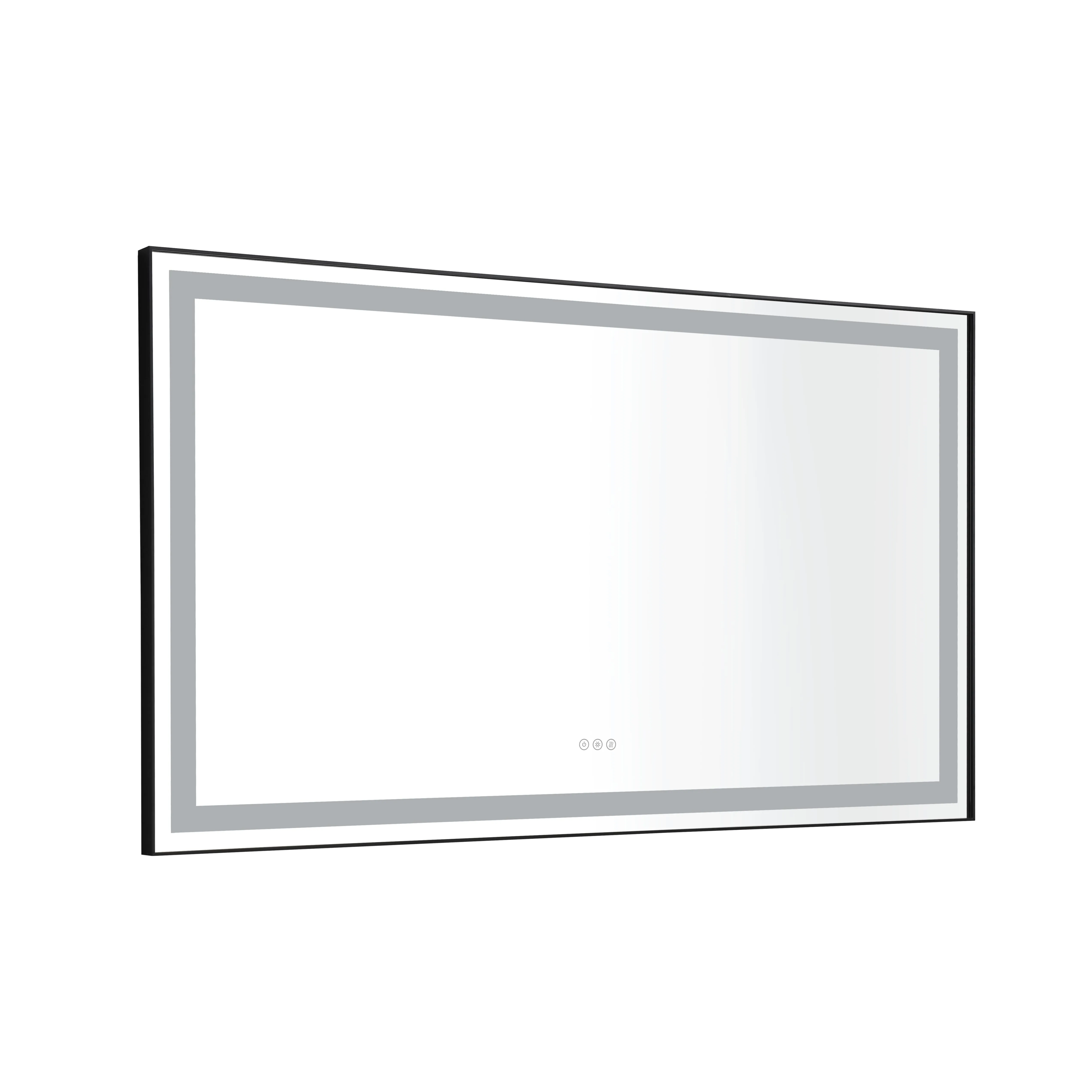 Rectangular Backlit Black Frame Lighted LED Mirror Anti-Fog Wall Mounted Bathroom Vanity Mirror with Lights Large Dimmable Makeup Mirror Home Decor Mirror(Horizontal/Vertical)