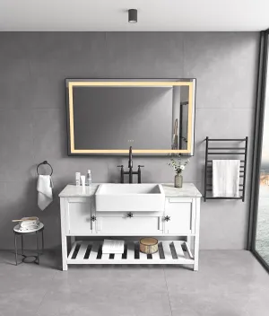 Rectangular Backlit Black Frame Lighted LED Mirror Anti-Fog Wall Mounted Bathroom Vanity Mirror with Lights Large Dimmable Makeup Mirror Home Decor Mirror(Horizontal/Vertical)