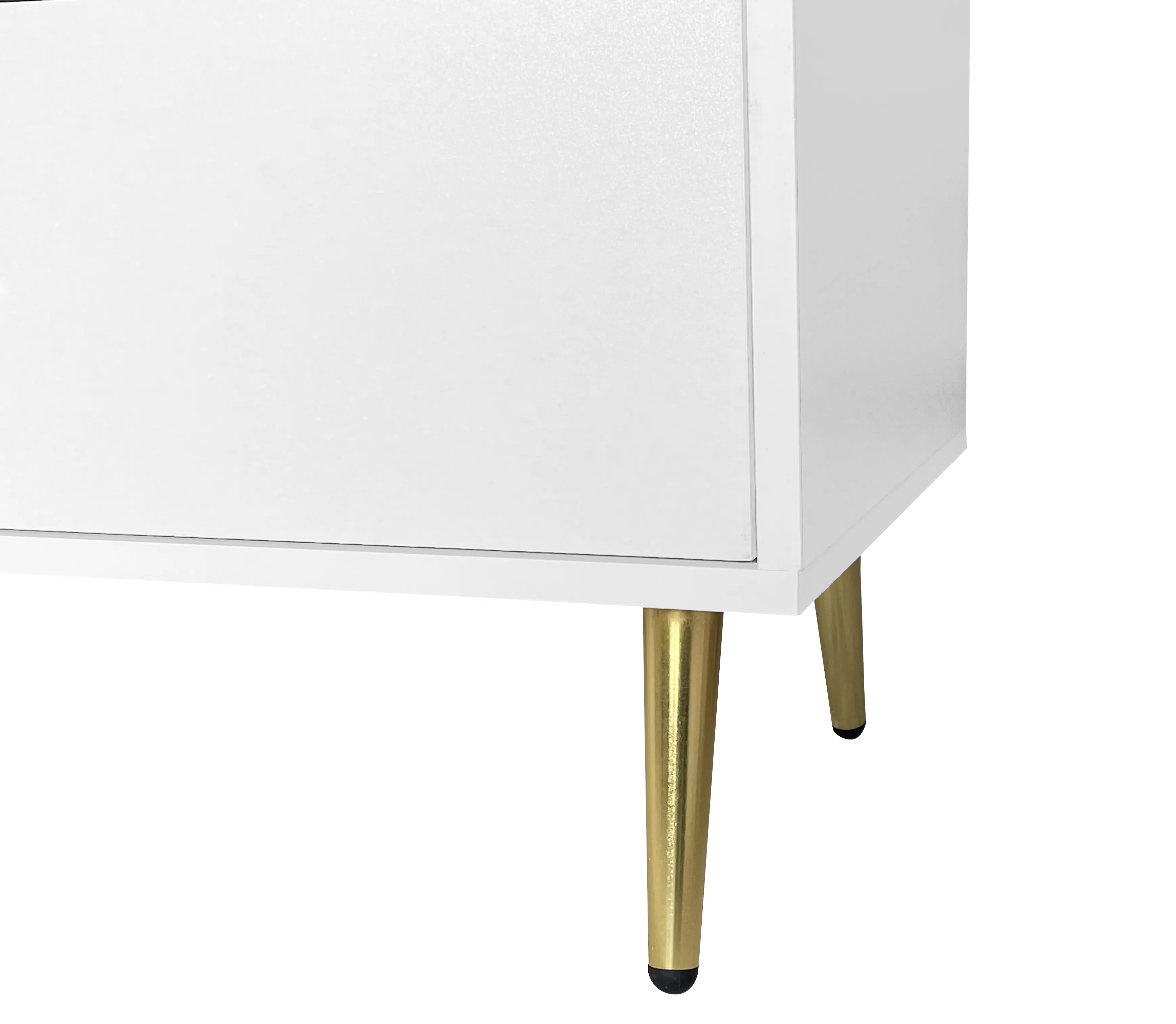 Seven Drawers Large Chest of Drawer Cabinet with Golden Handle and Golden Legs White Color