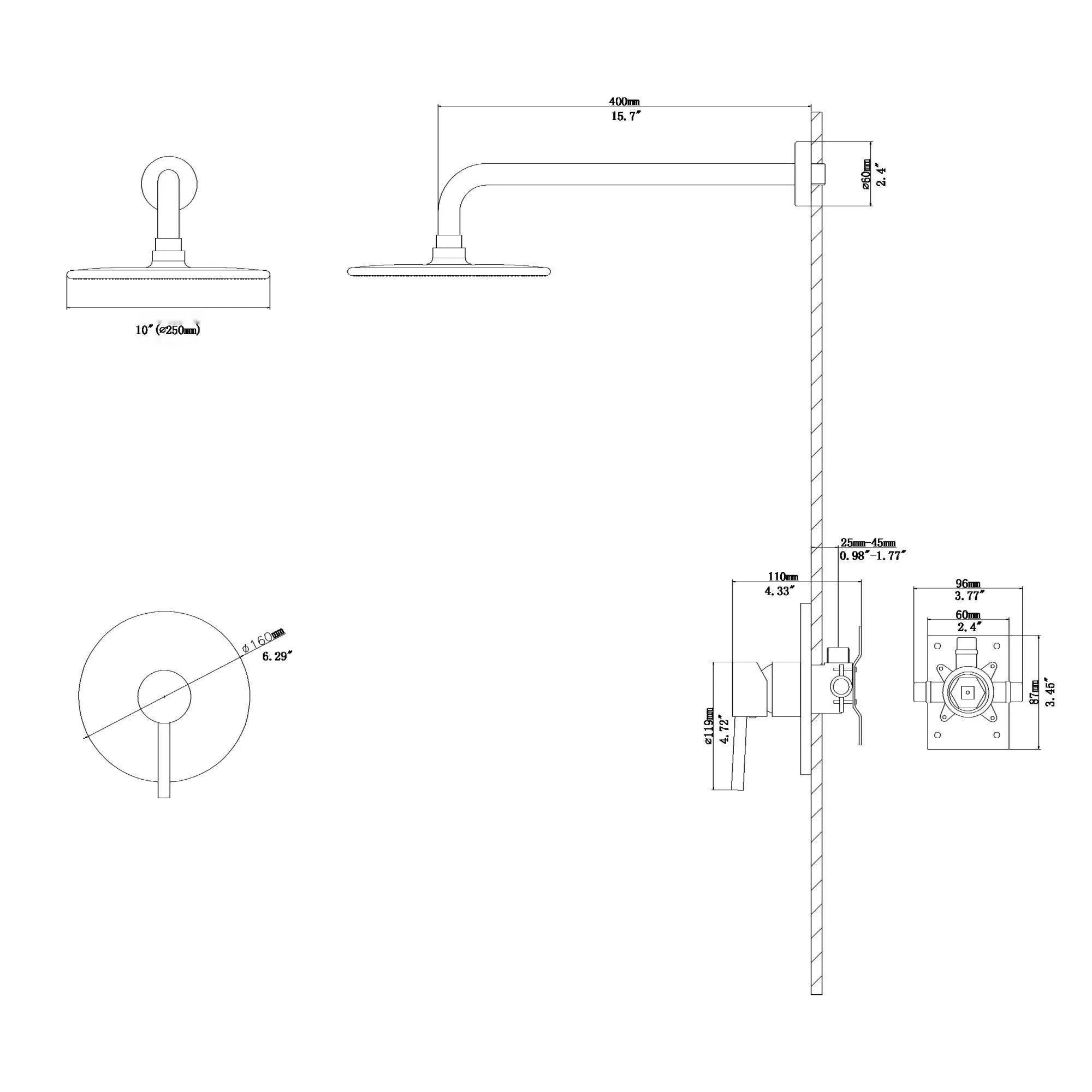 Shower Faucet Set,,Shower System with 10-Inch Rainfall Shower Head and Shower Valve, Gold