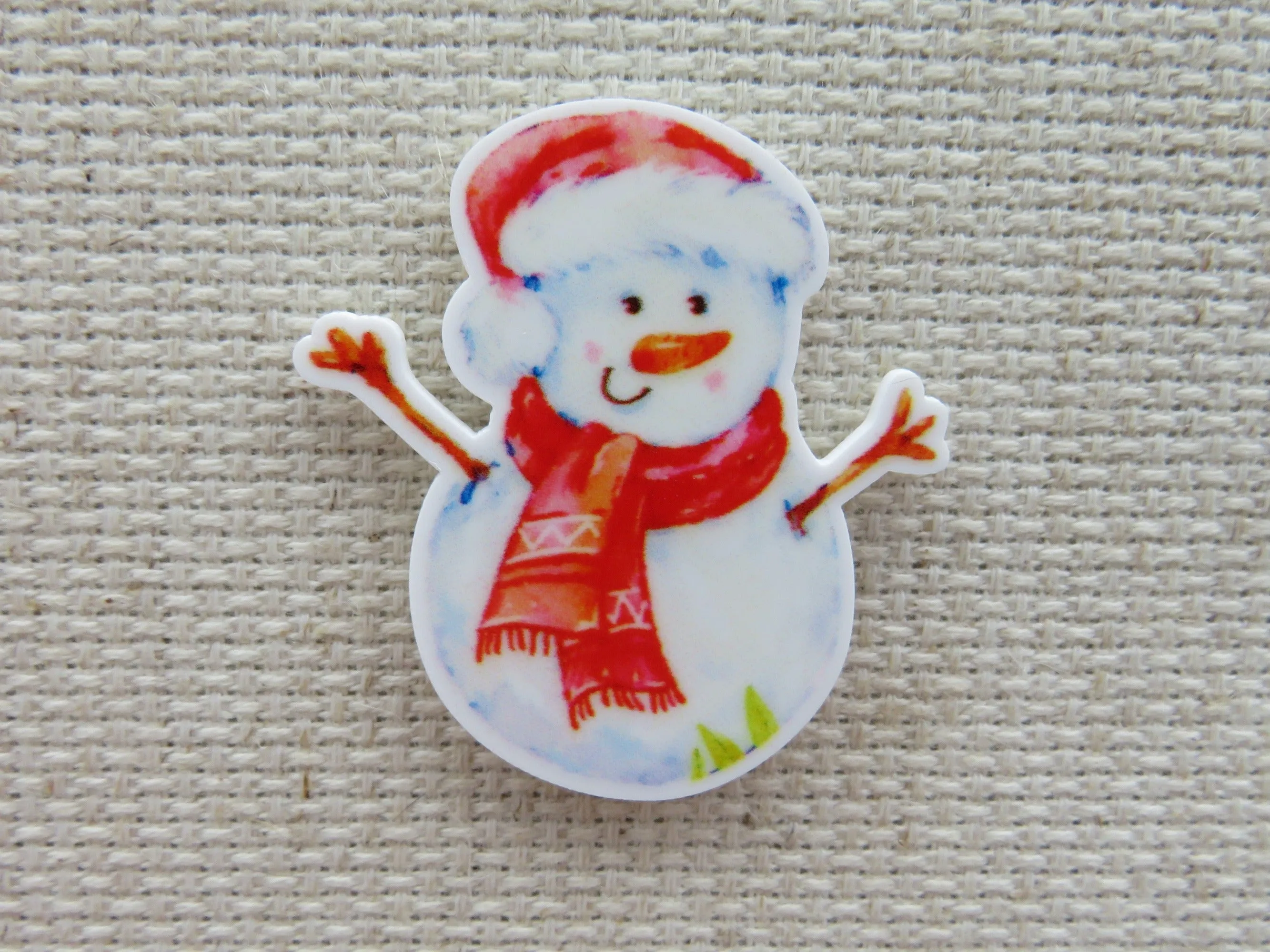 Snowman with Red Scarf and Stocking Hat Needle Minder, Cover Minder, Magnet